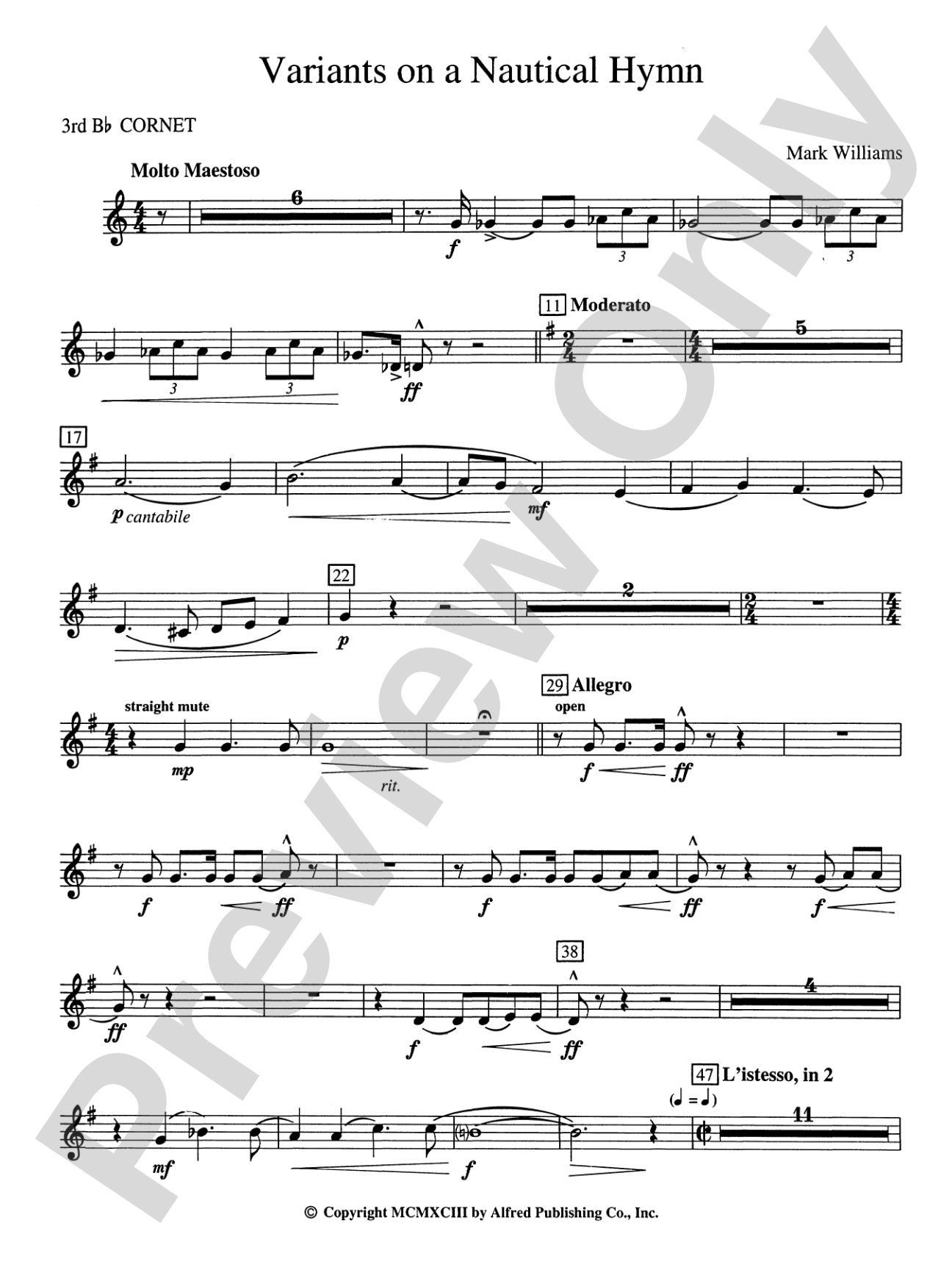Variations on a Nautical Hymn: 3rd B-flat Cornet