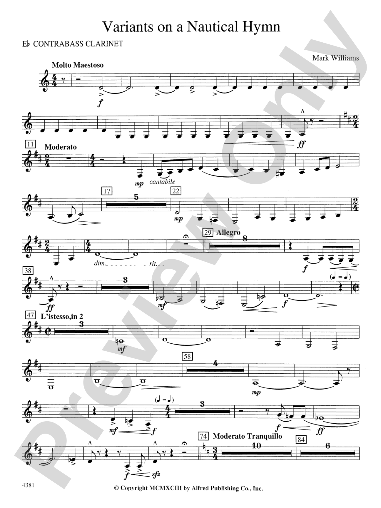 Variations on a Nautical Hymn: E-flat Contrabass Clarinet