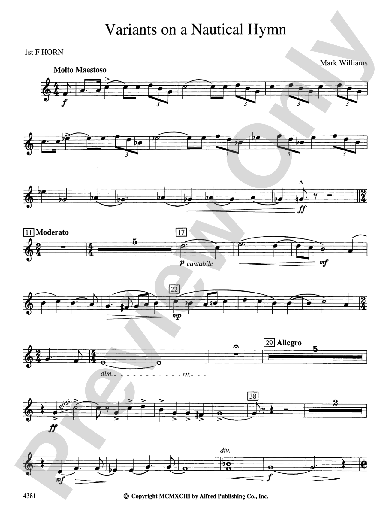 Variations on a Nautical Hymn: 1st F Horn