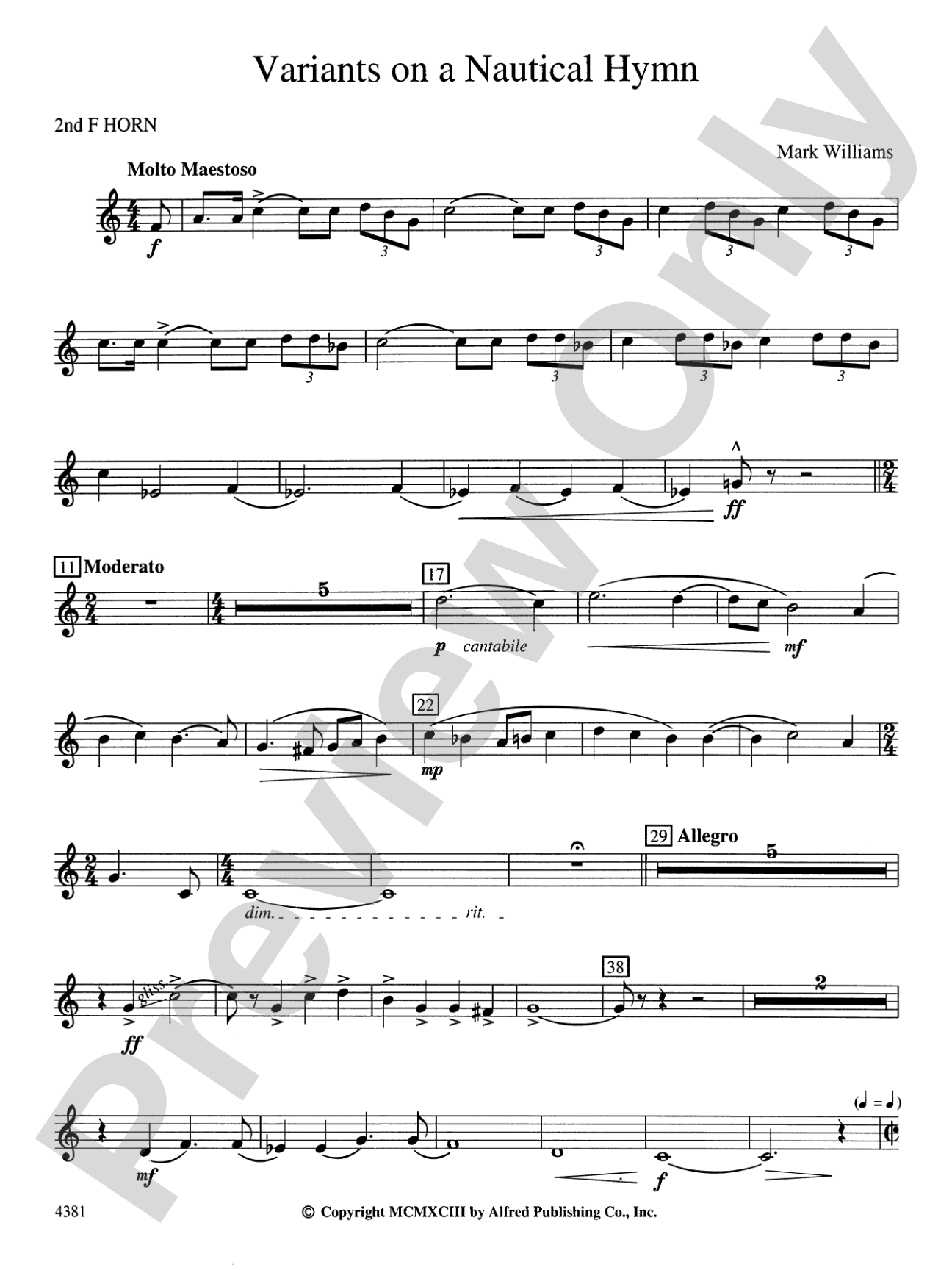 Variations on a Nautical Hymn: 2nd F Horn