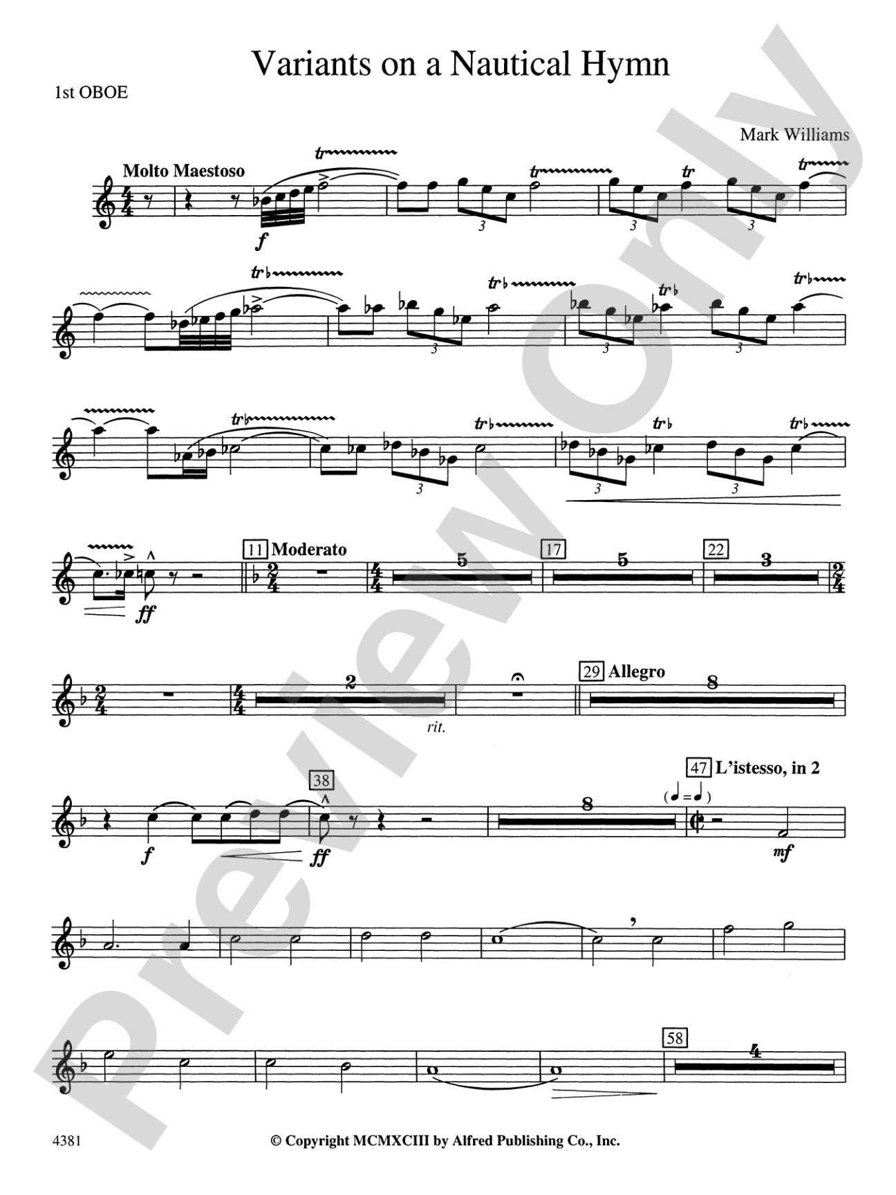 Variations on a Nautical Hymn: Oboe