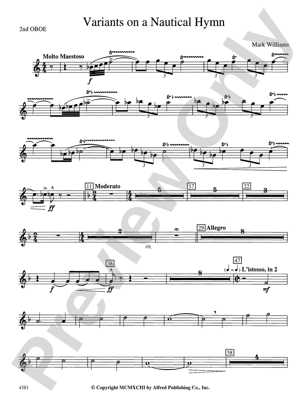 Variations on a Nautical Hymn: 2nd Oboe