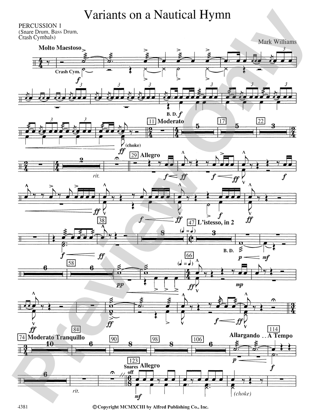 Variations on a Nautical Hymn: 1st Percussion