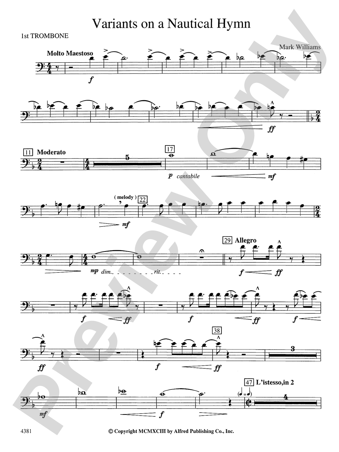 Variations on a Nautical Hymn: 1st Trombone