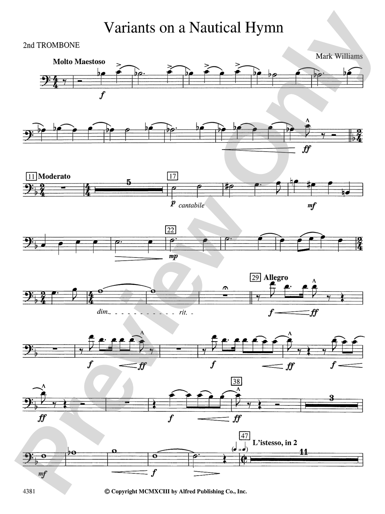 Variations on a Nautical Hymn: 2nd Trombone