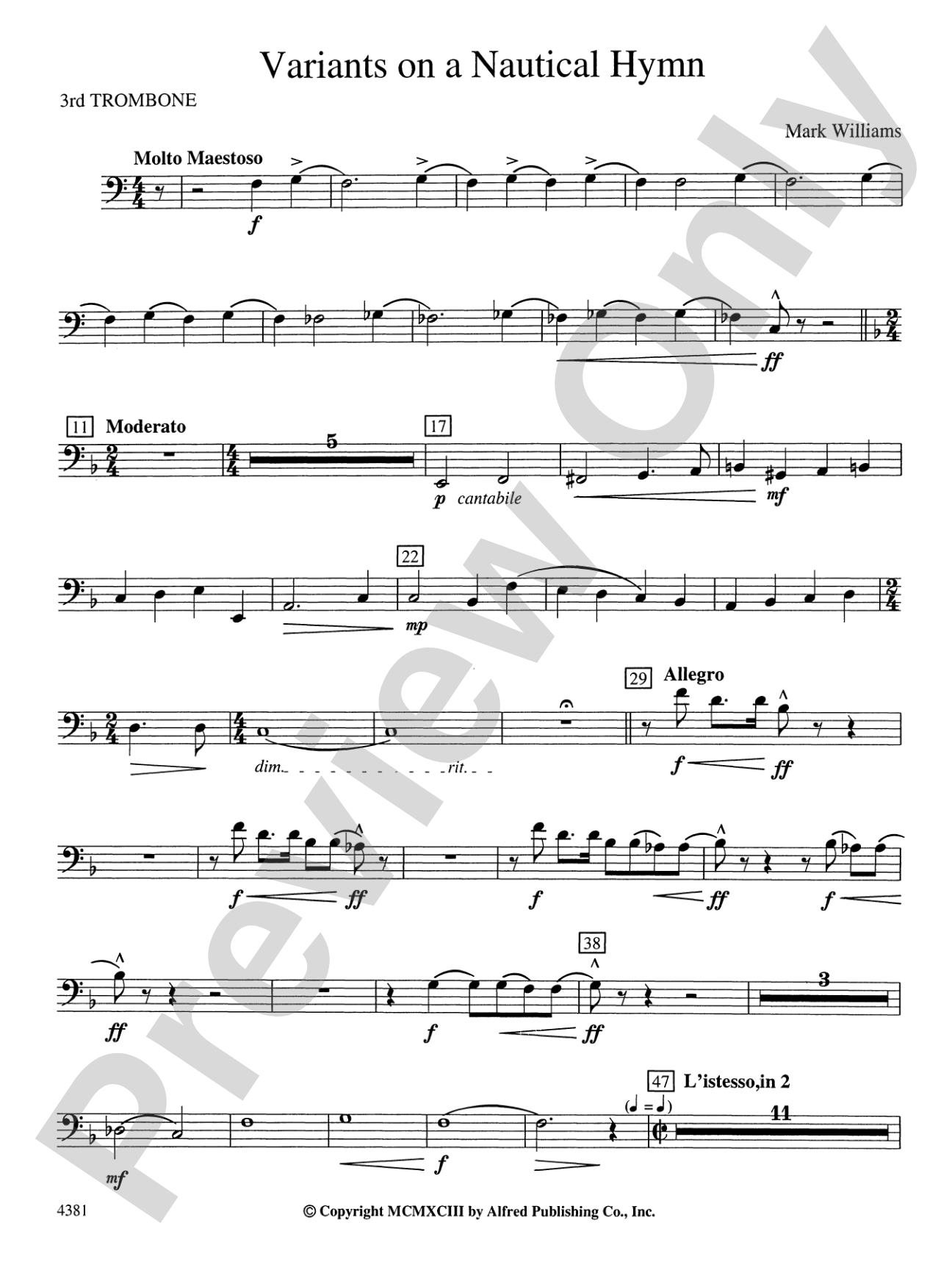 Variations on a Nautical Hymn: 3rd Trombone