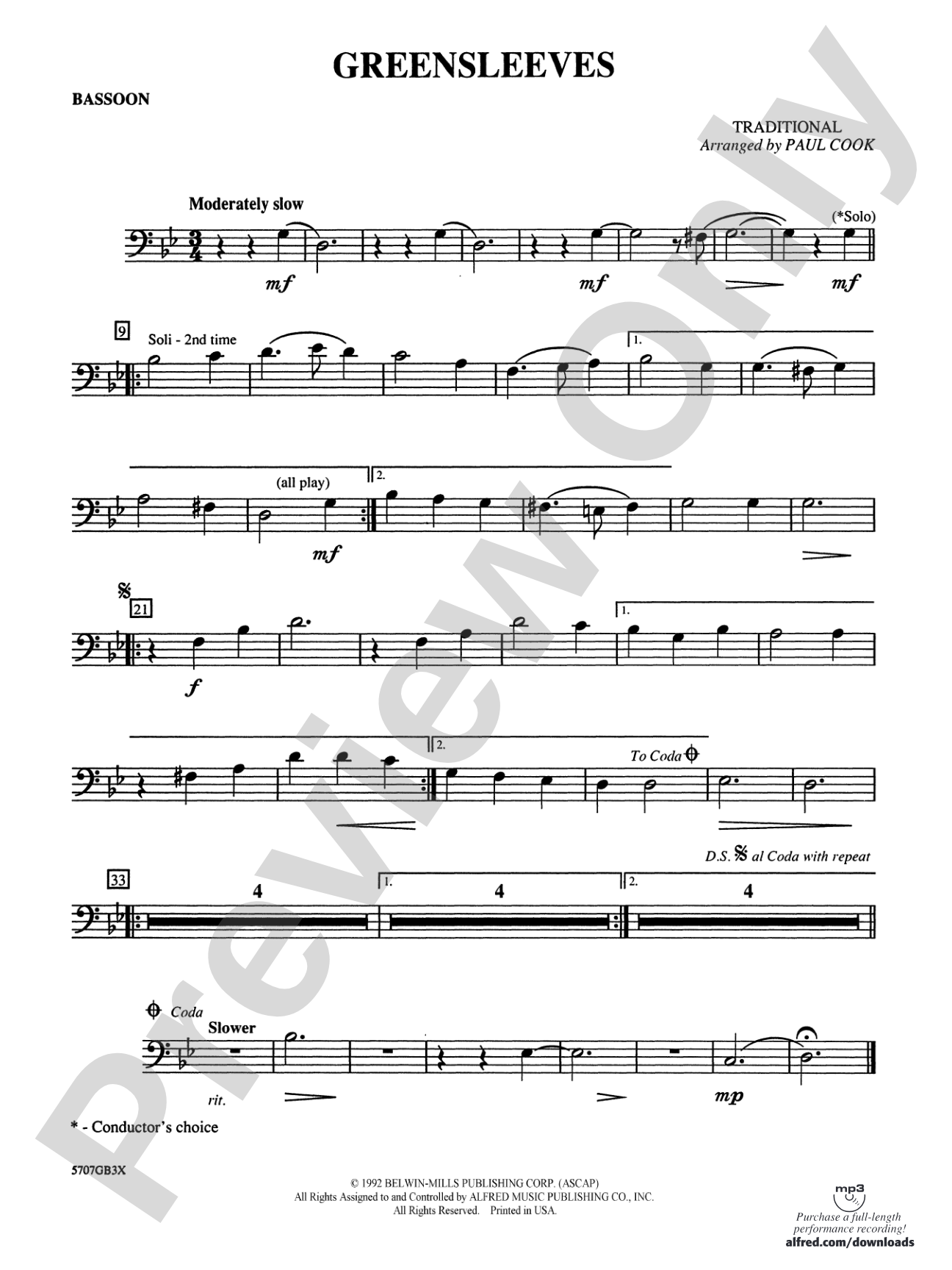 Greensleeves: Bassoon