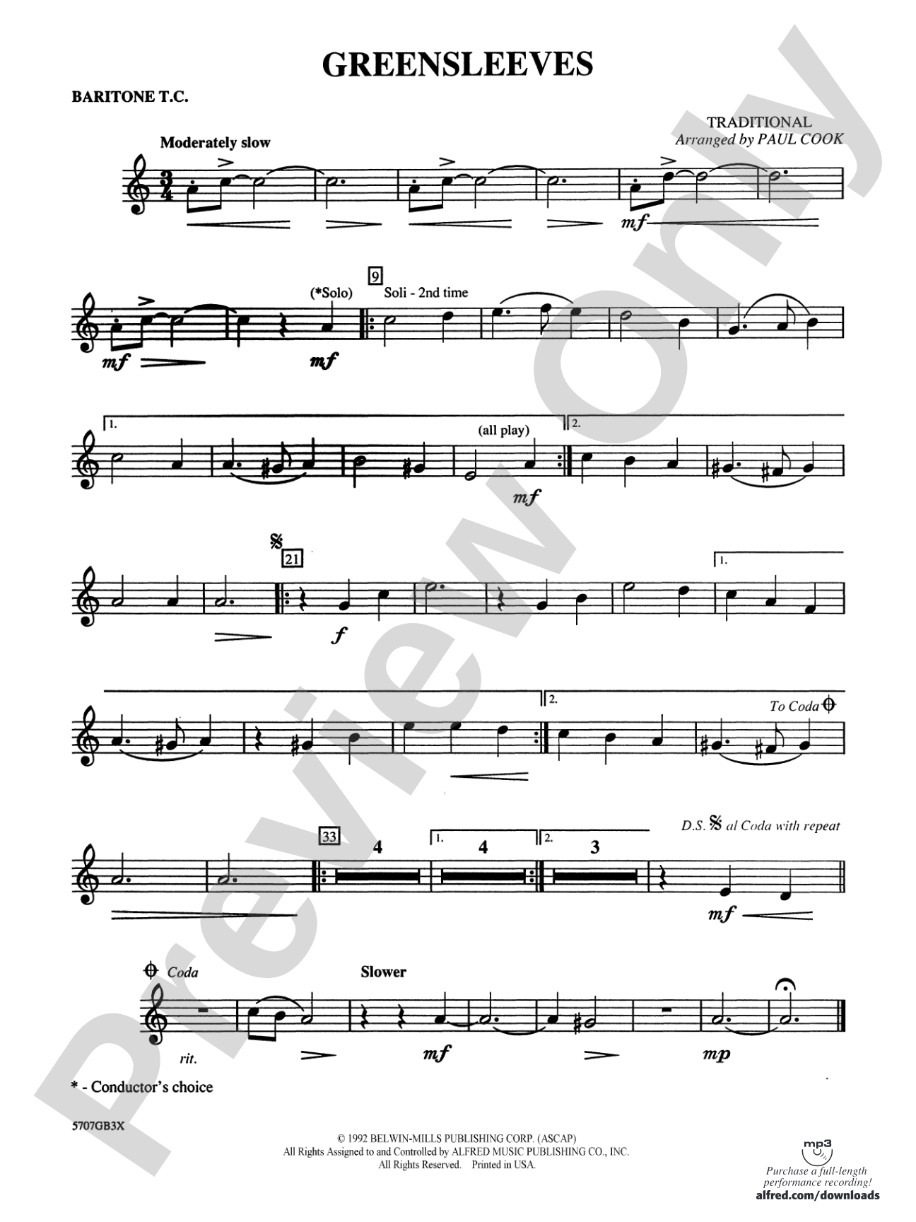 Greensleeves: Baritone T.C.