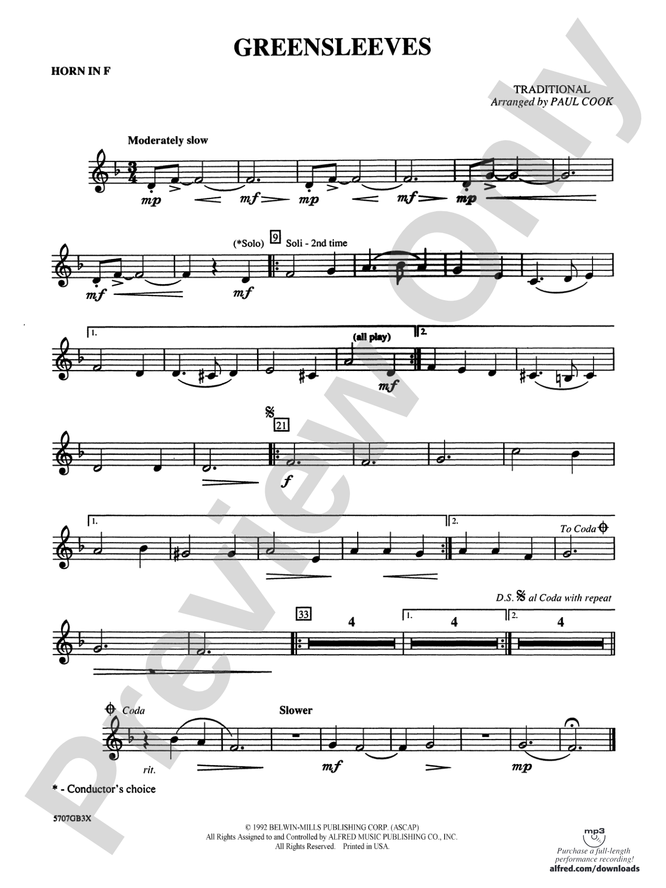 Greensleeves: 1st F Horn
