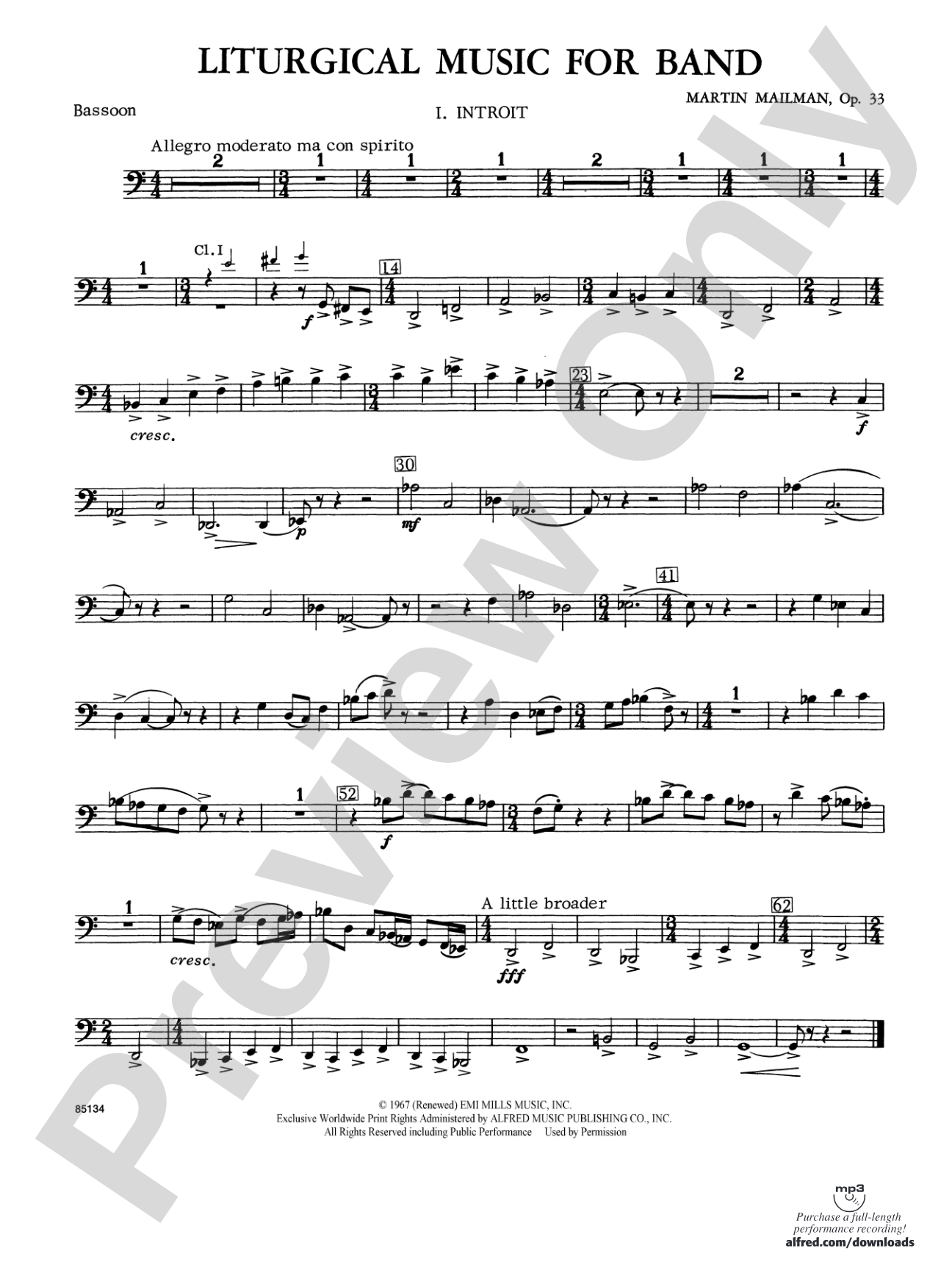 Liturgical Music for Band, Op. 33: Bassoon