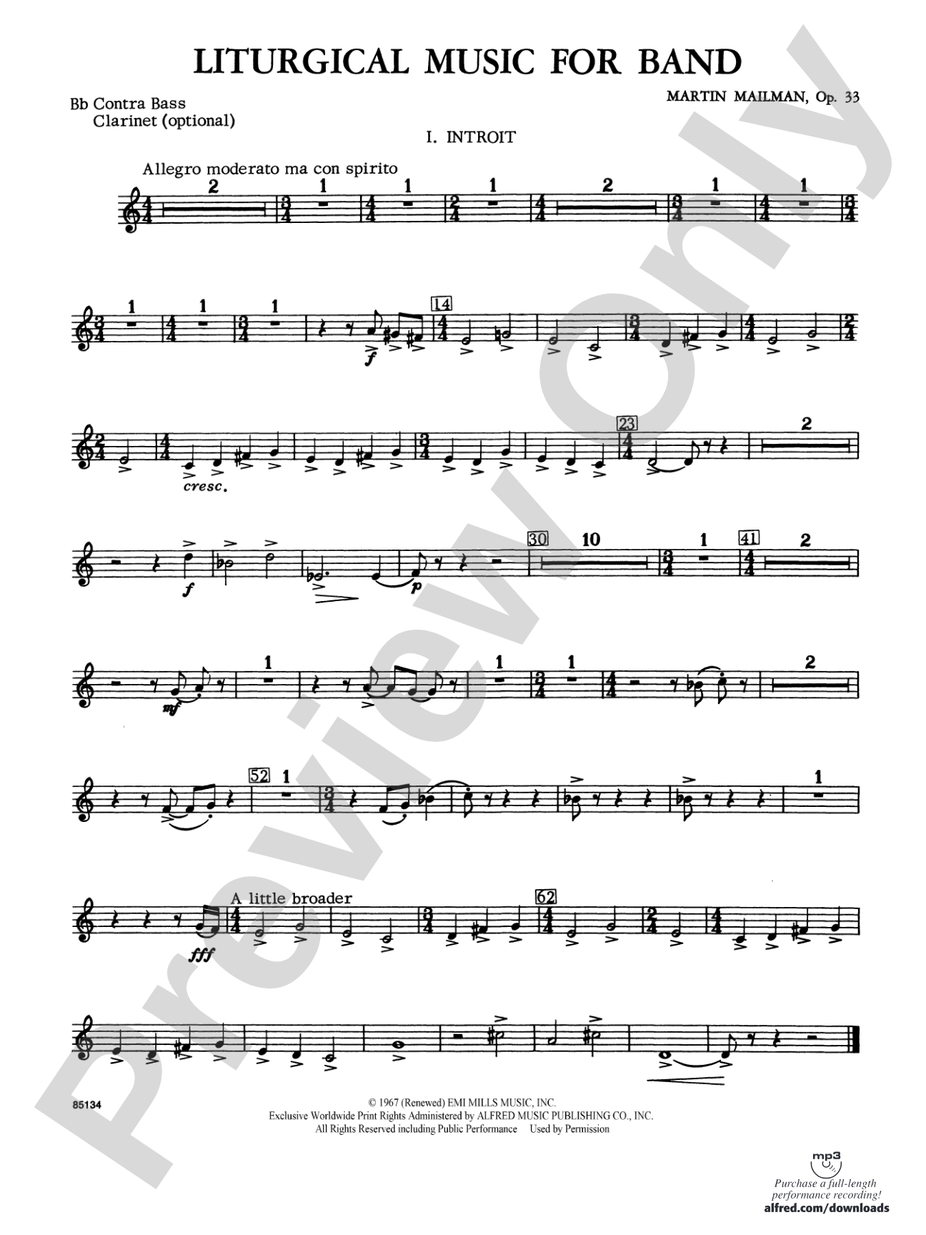Liturgical Music for Band, Op. 33: B-flat Contrabass Clarinet