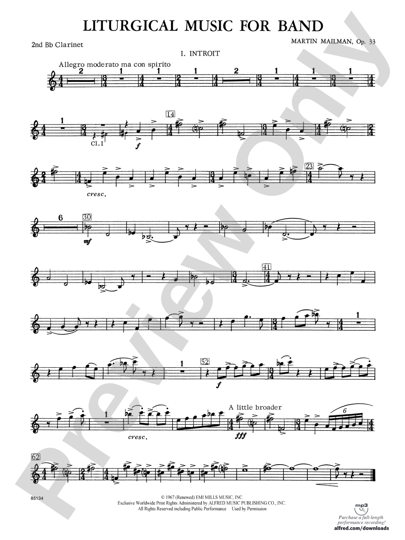 Liturgical Music for Band, Op. 33: 2nd B-flat Clarinet