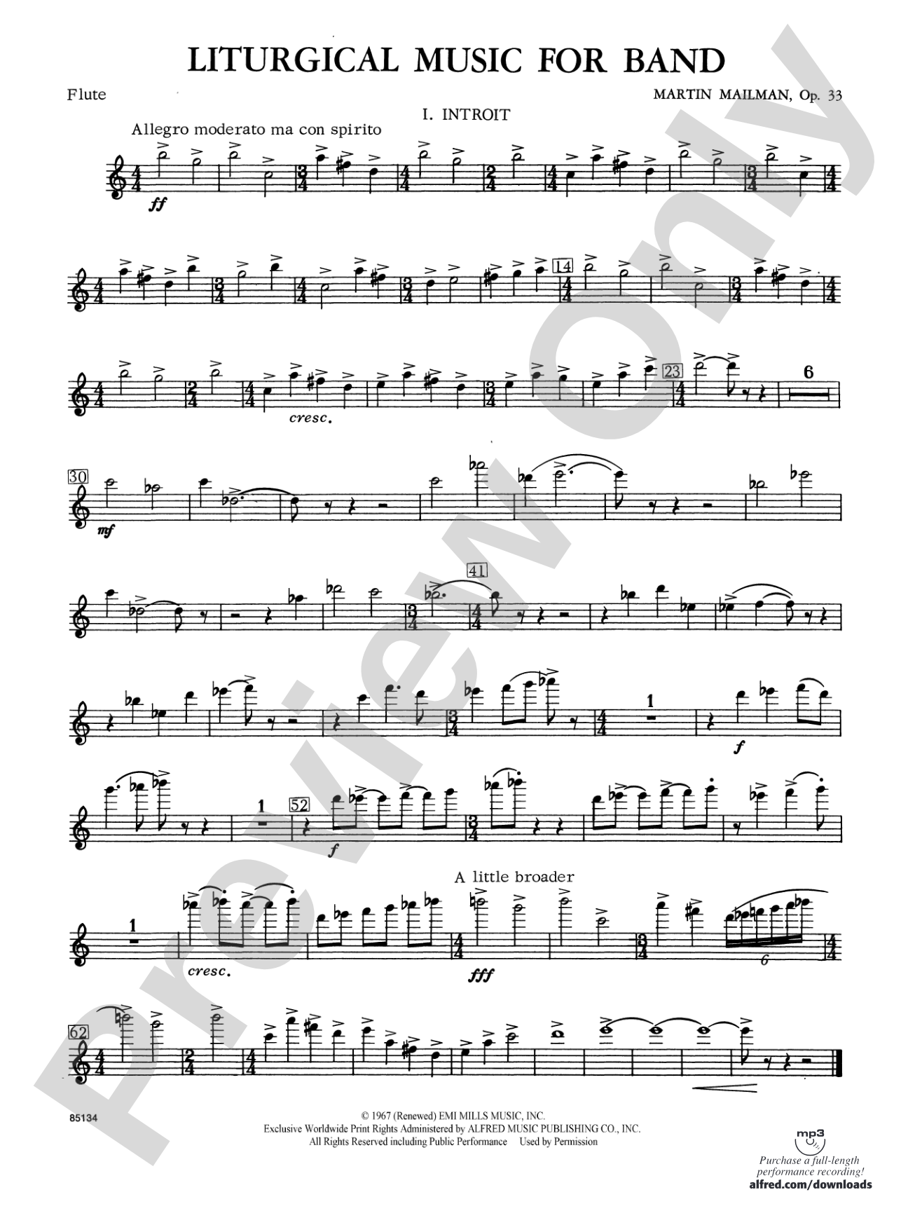 Liturgical Music for Band, Op. 33: Flute