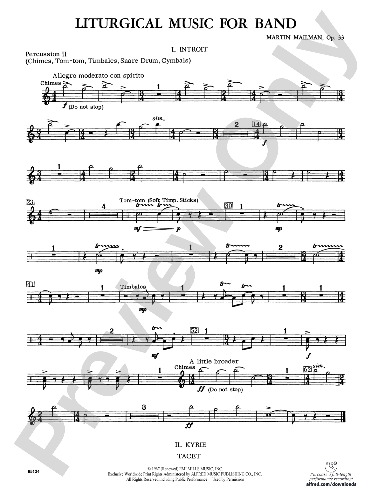 Liturgical Music for Band, Op. 33: 2nd Percussion