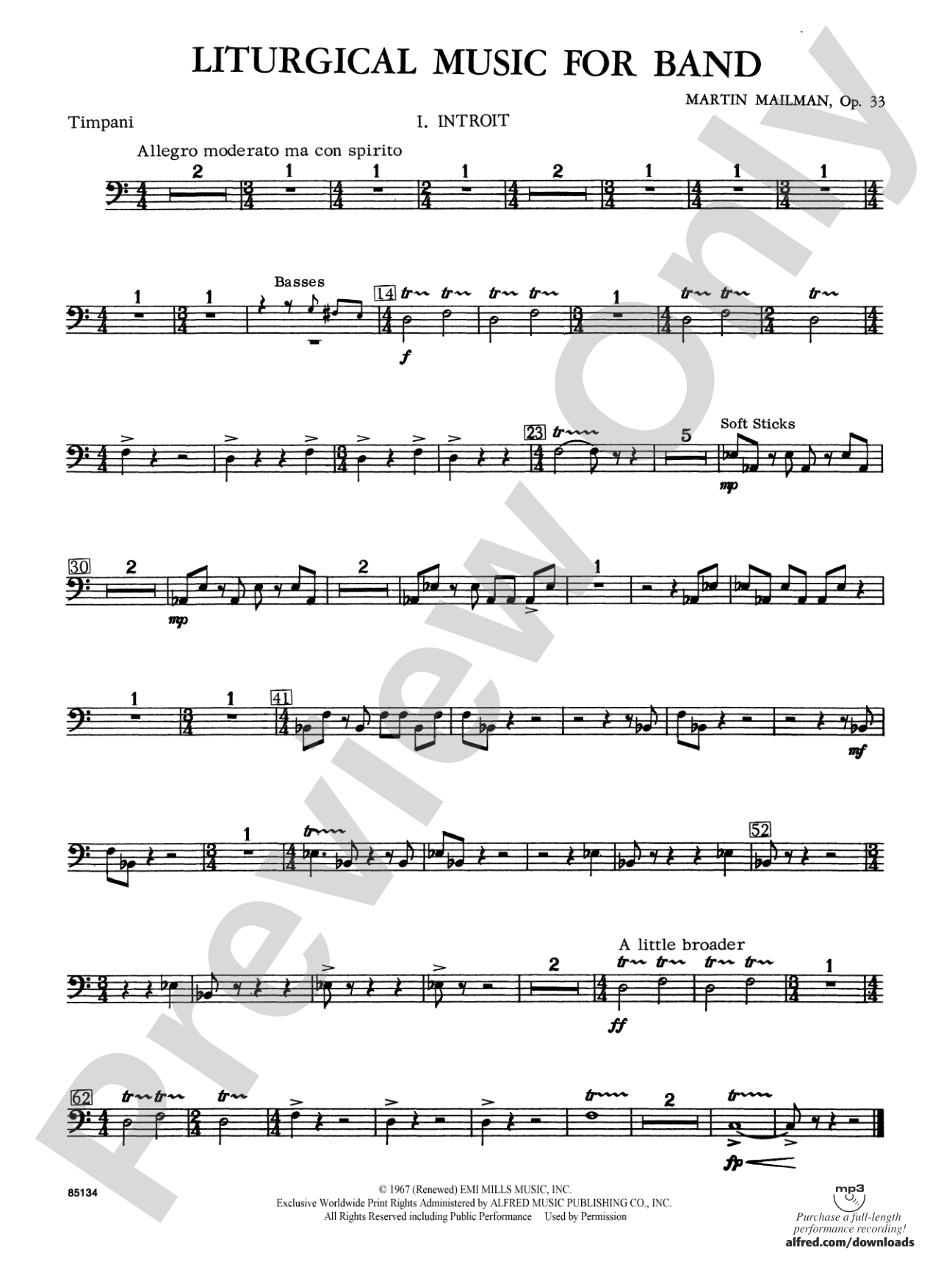 Liturgical Music for Band, Op. 33: Timpani