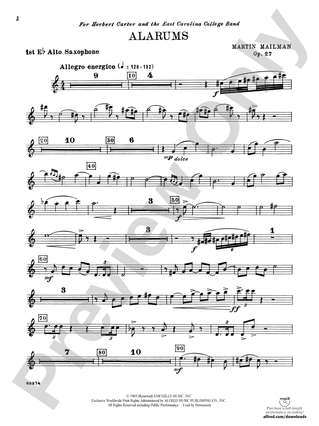 Alarums, Op. 27: E-flat Alto Saxophone