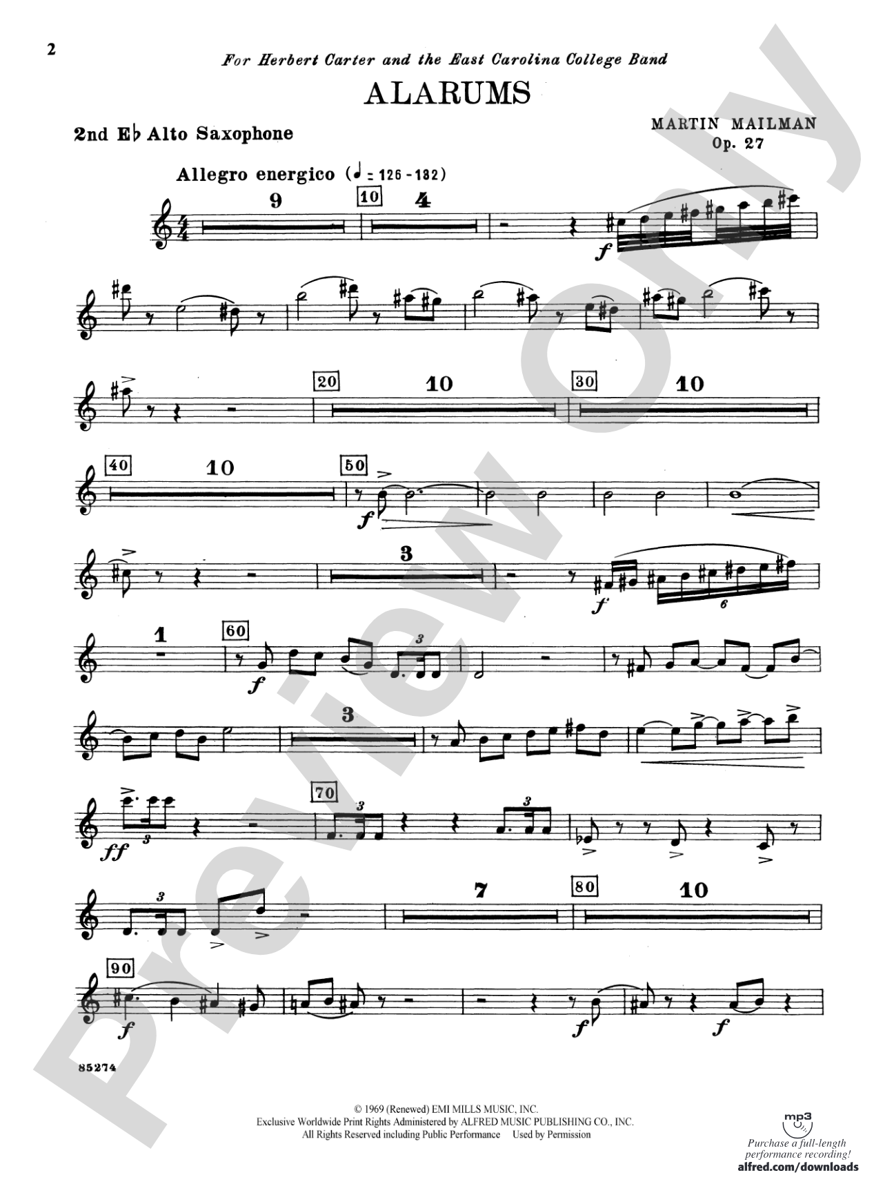 Alarums, Op. 27: 2nd E-flat Alto Saxophone