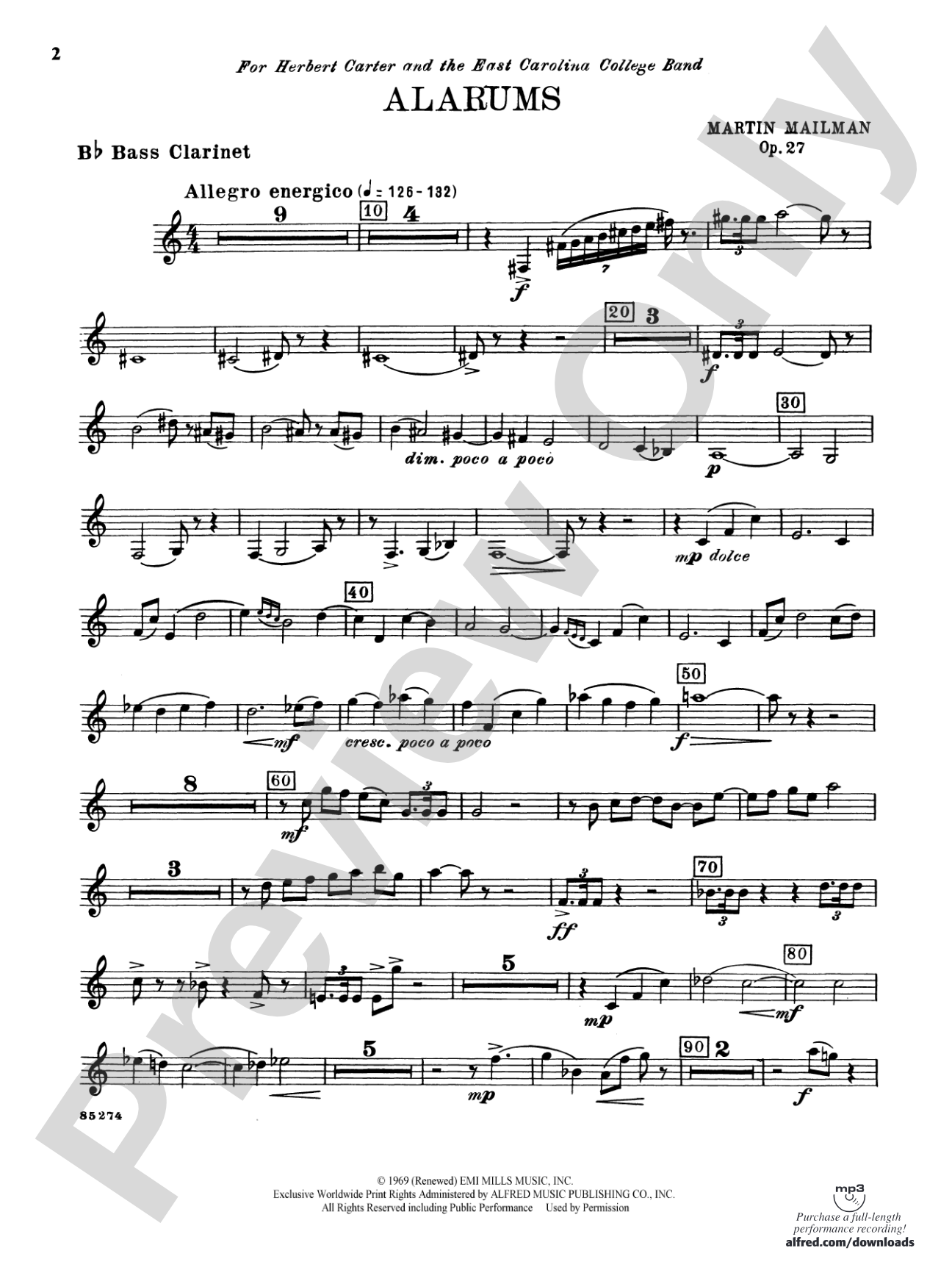 Alarums, Op. 27: B-flat Bass Clarinet