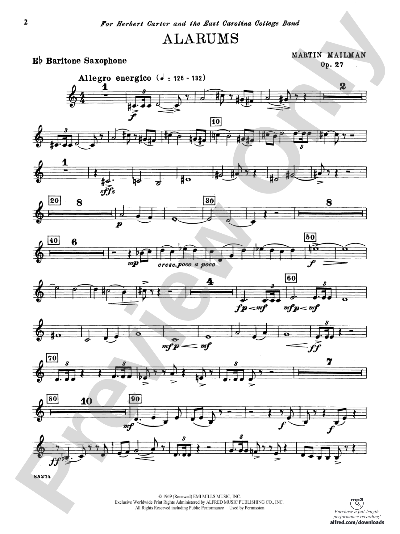 Alarums, Op. 27: E-flat Baritone Saxophone