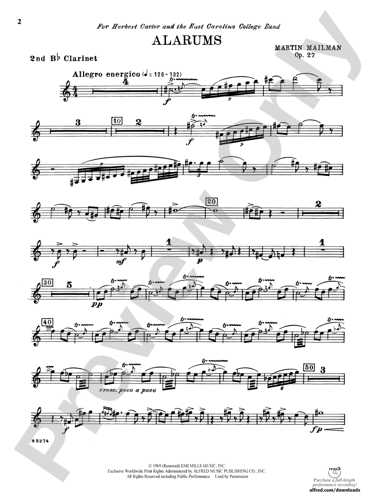 Alarums, Op. 27: 2nd B-flat Clarinet
