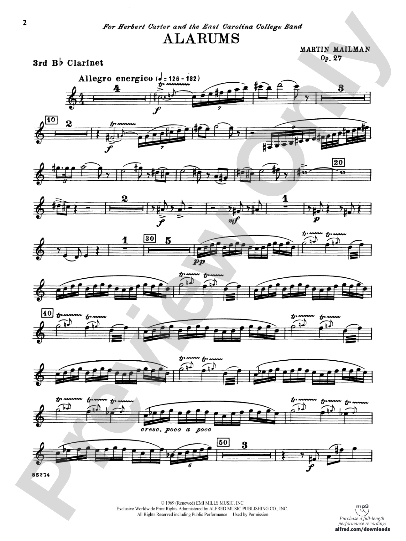 Alarums, Op. 27: 3rd B-flat Clarinet