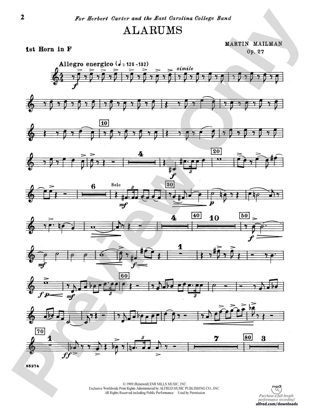 Alarums, Op. 27: 1st F Horn