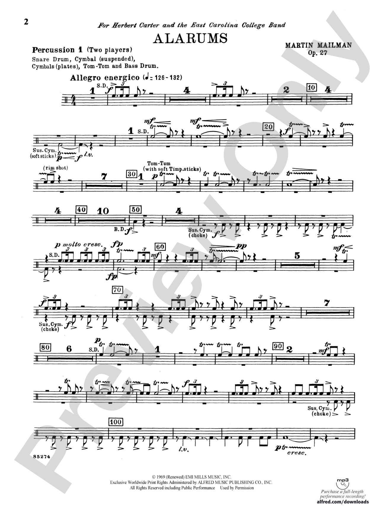 Alarums, Op. 27: 1st Percussion