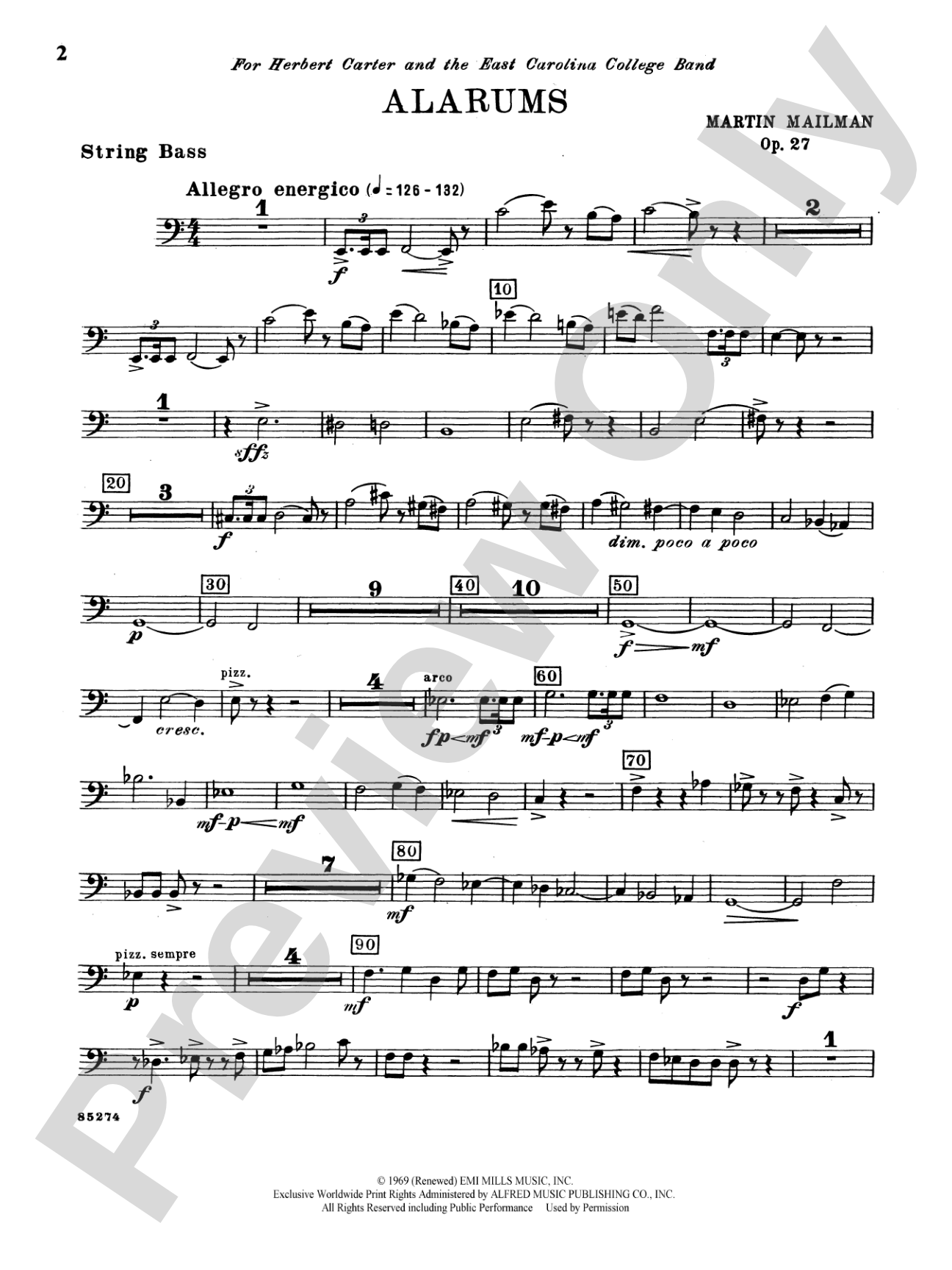 Alarums, Op. 27: String Bass