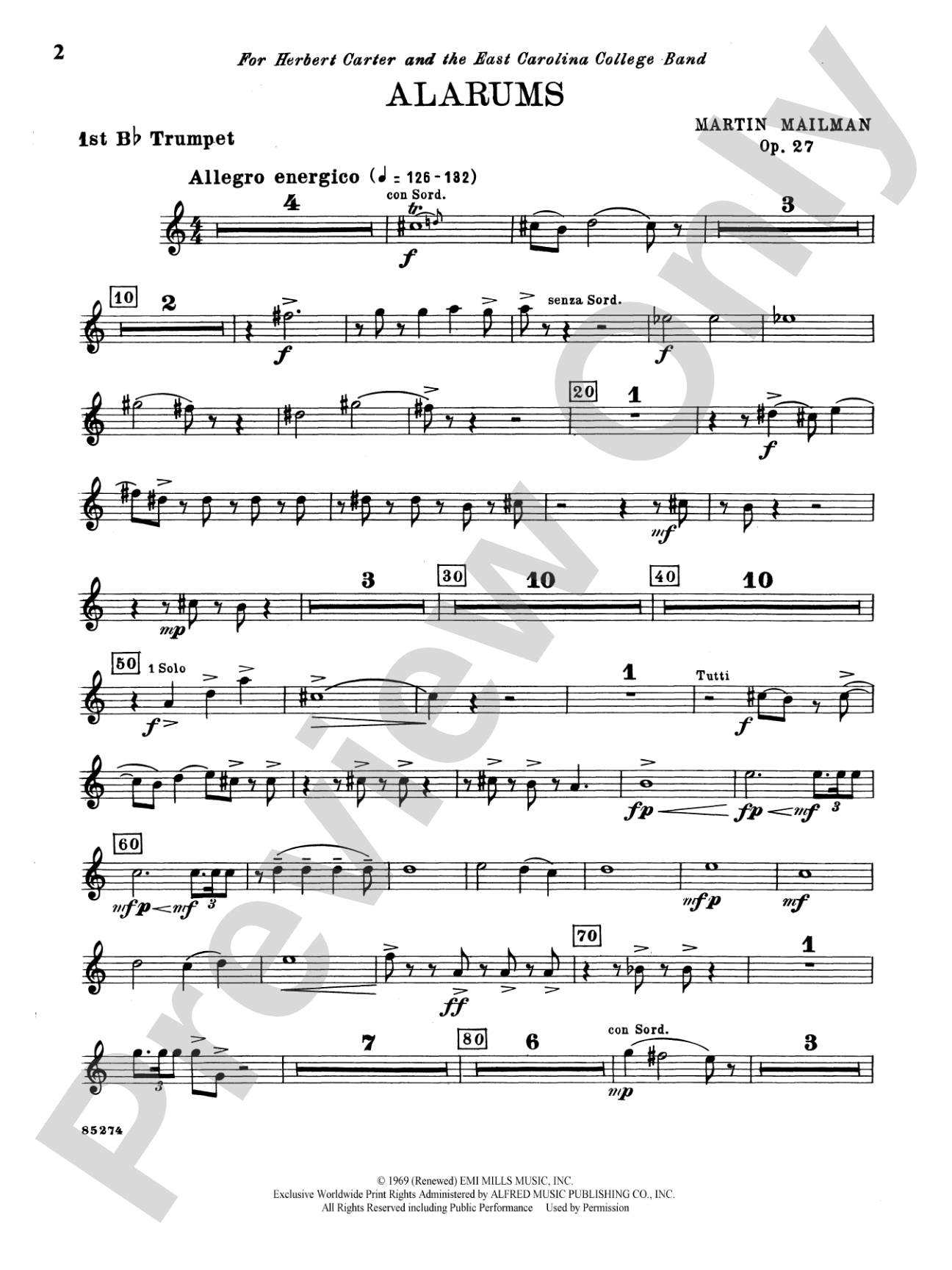 Alarums, Op. 27: 1st B-flat Trumpet