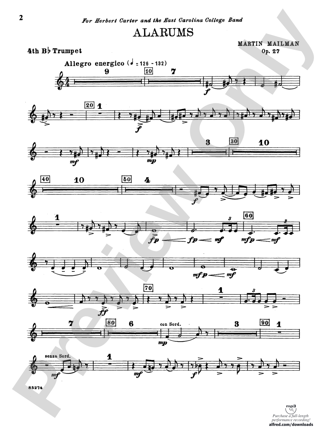 Alarums, Op. 27: 4th B-flat Trumpet