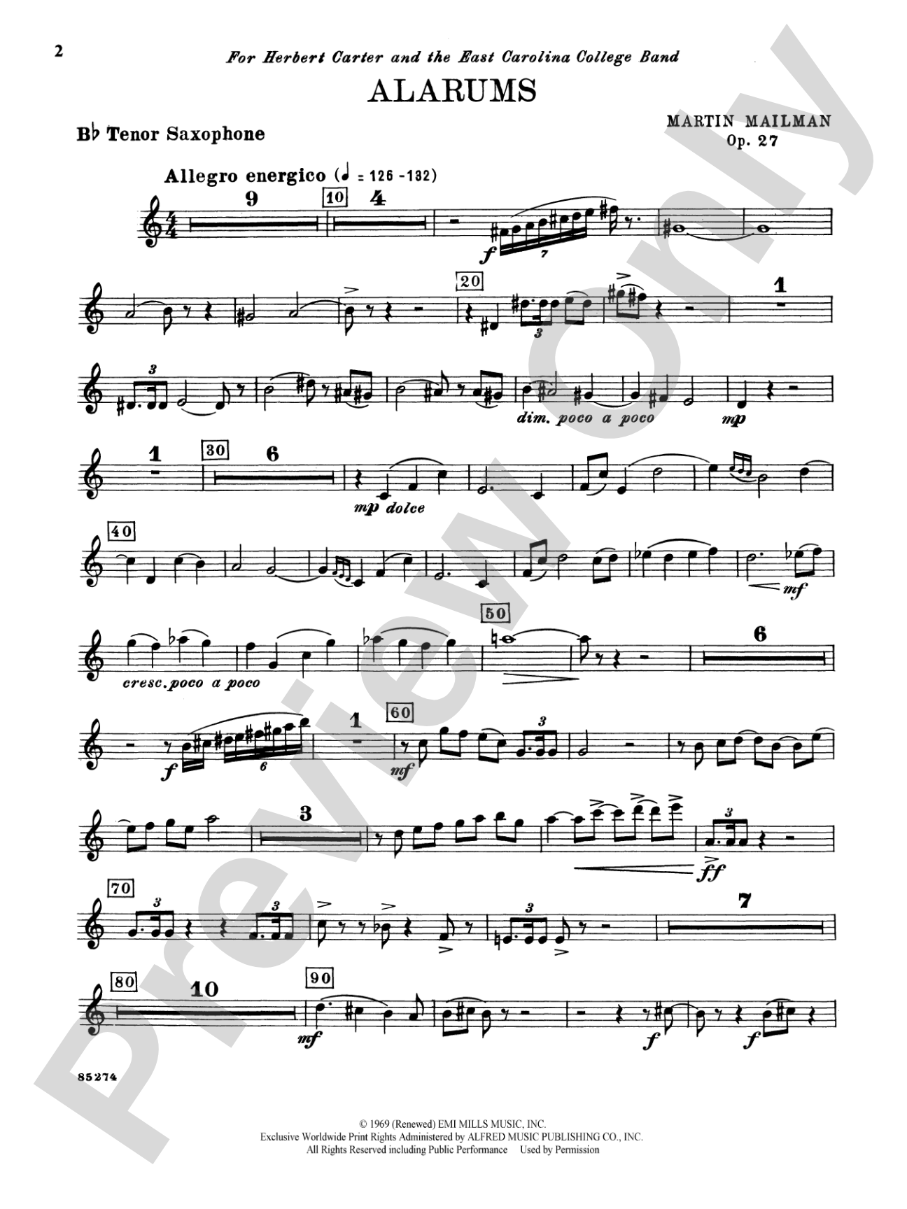 Alarums, Op. 27: B-flat Tenor Saxophone