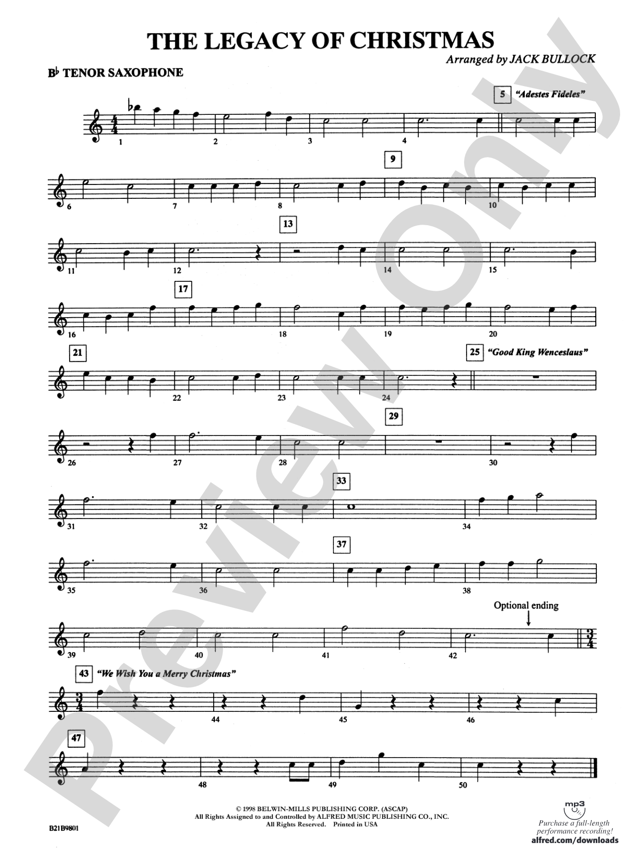 The Legacy of Christmas: B-flat Tenor Saxophone