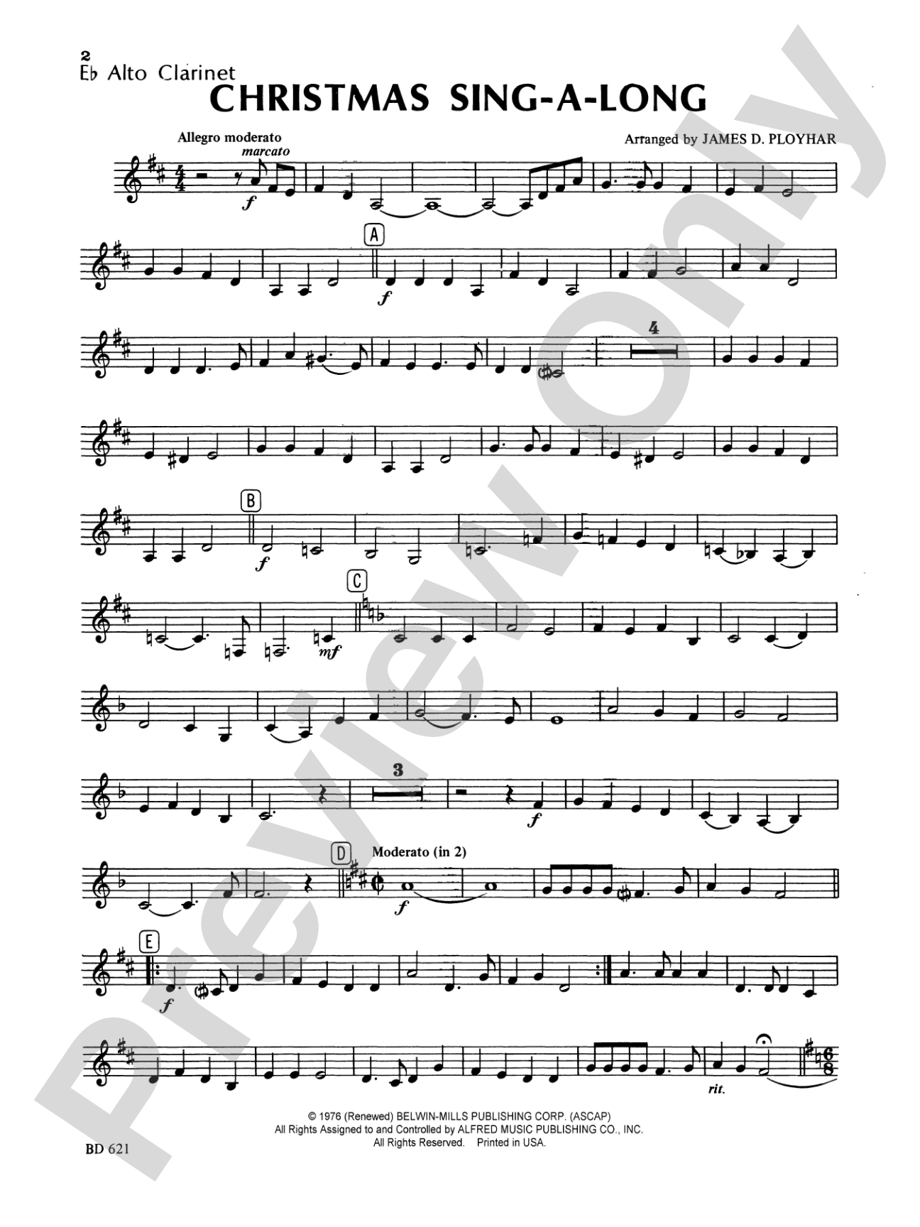 Christmas Sing-a-Long (for Band with Audience Participation): E-flat Alto Clarinet