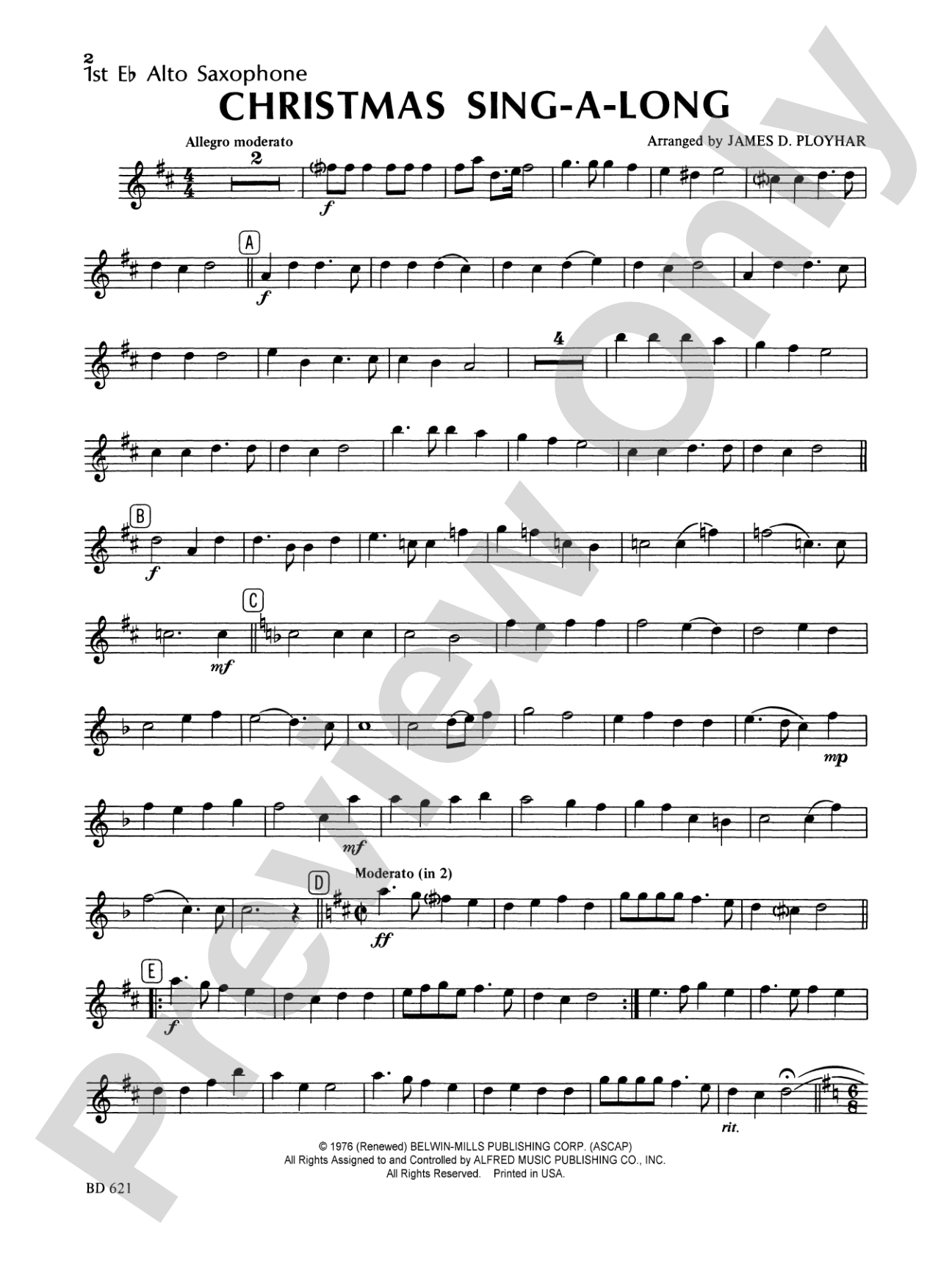 Christmas Sing-a-Long (for Band with Audience Participation): E-flat Alto Saxophone