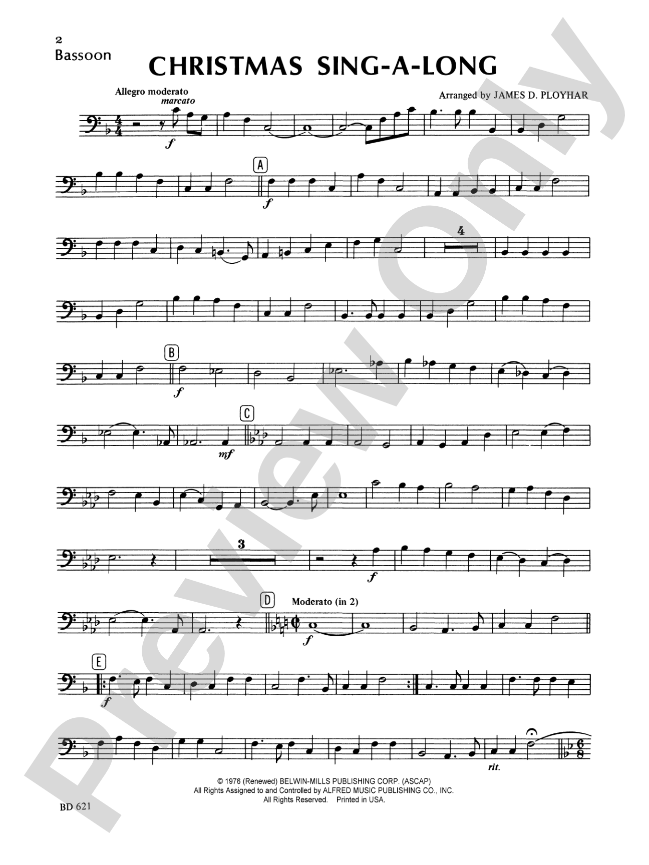 Christmas Sing-a-Long (for Band with Audience Participation): Bassoon