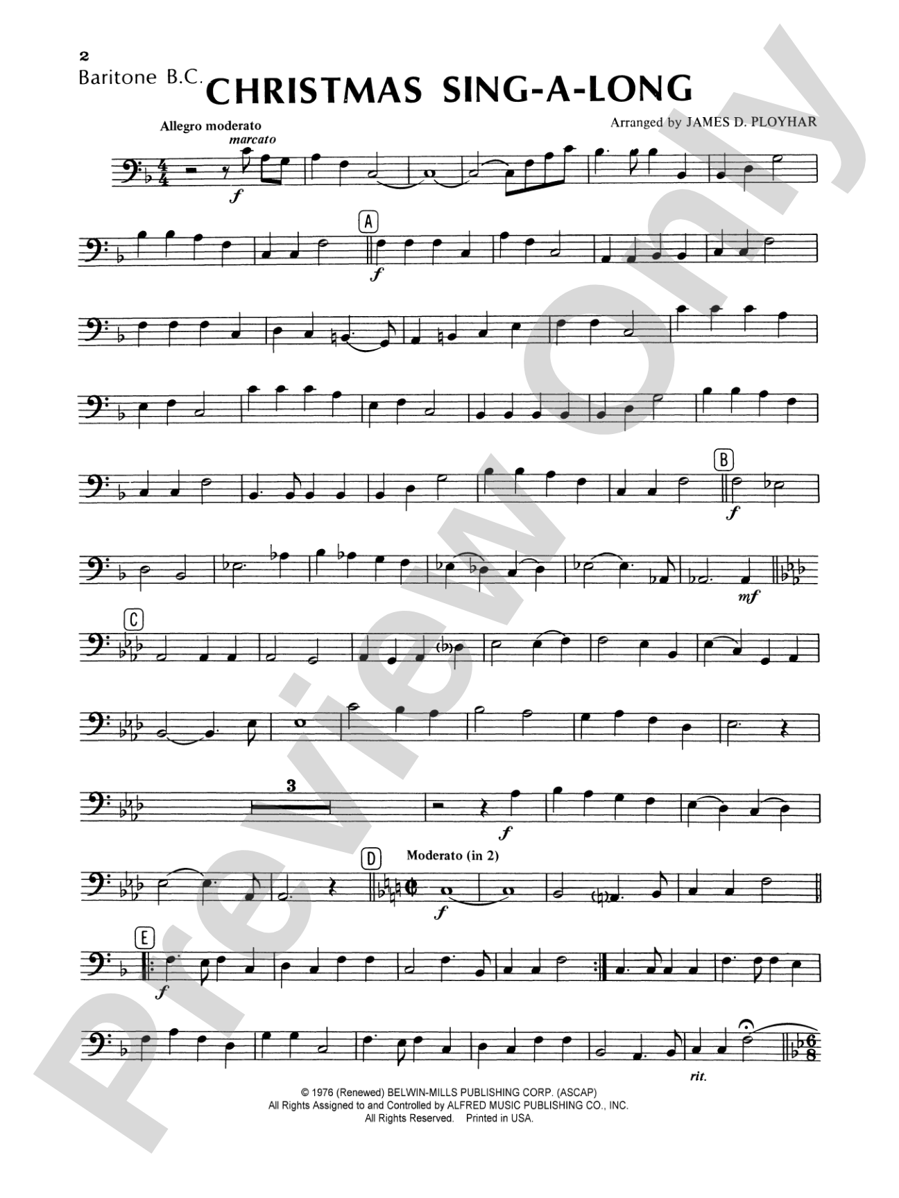 Christmas Sing-a-Long (for Band with Audience Participation): Baritone B.C.