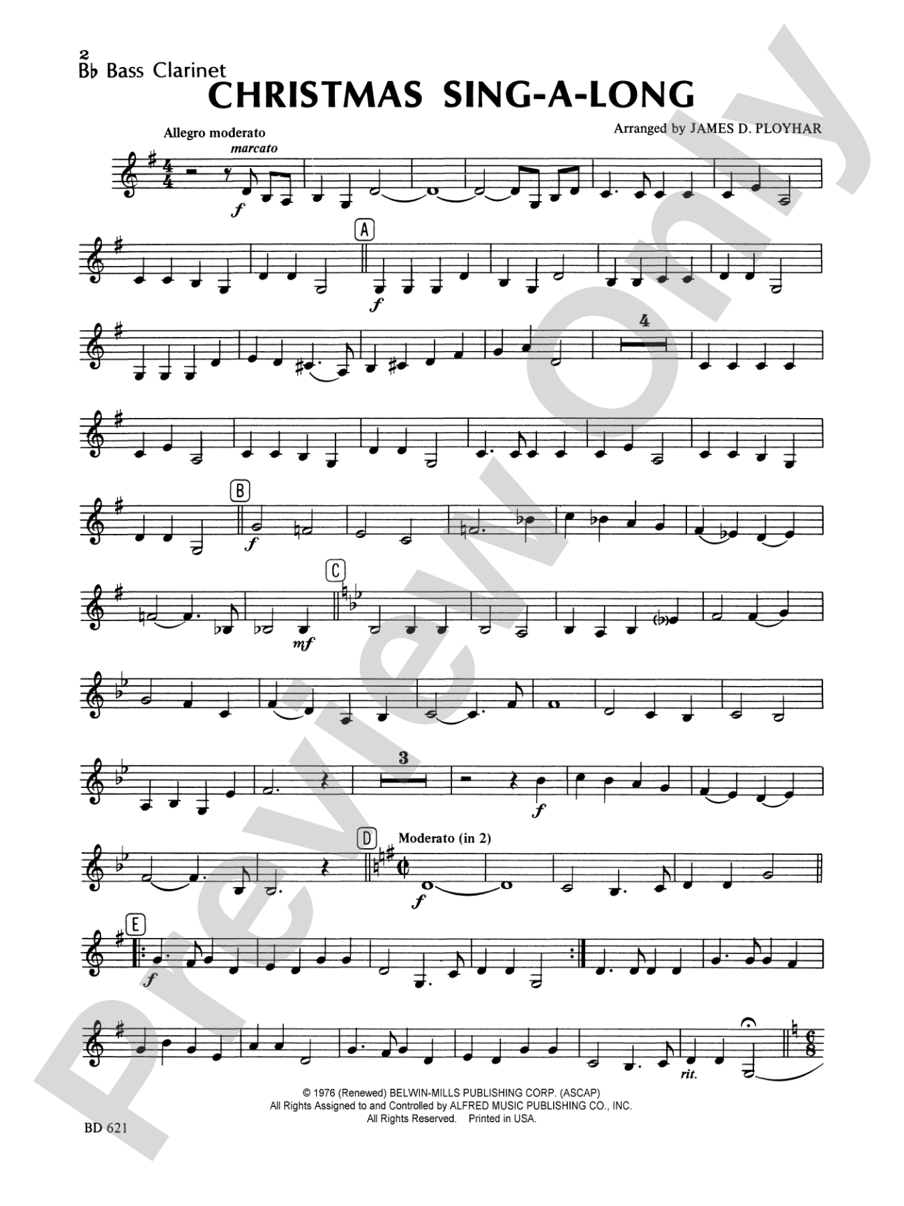 Christmas Sing-a-Long (for Band with Audience Participation): B-flat Bass Clarinet