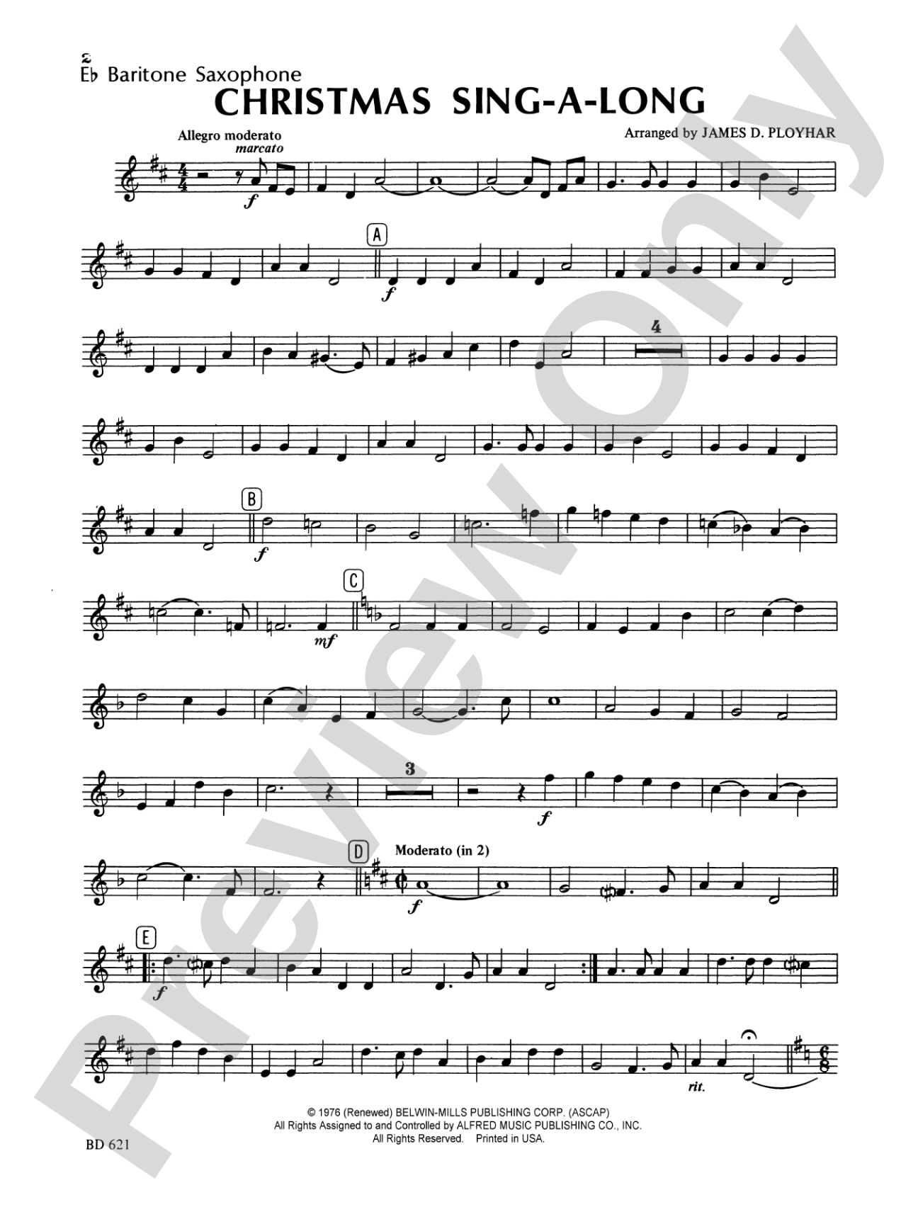 Christmas Sing-a-Long (for Band with Audience Participation): E-flat Baritone Saxophone