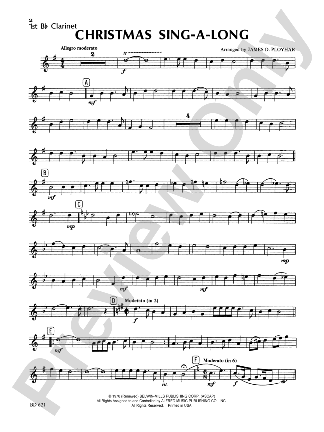 Christmas Sing-a-Long (for Band with Audience Participation): 1st B-flat Clarinet