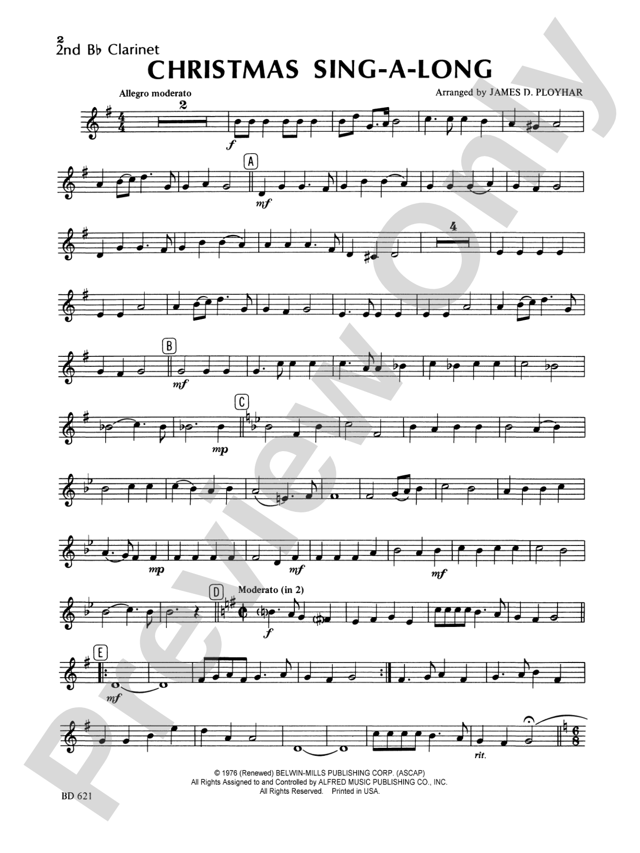 Christmas Sing-a-Long (for Band with Audience Participation): 2nd B-flat Clarinet