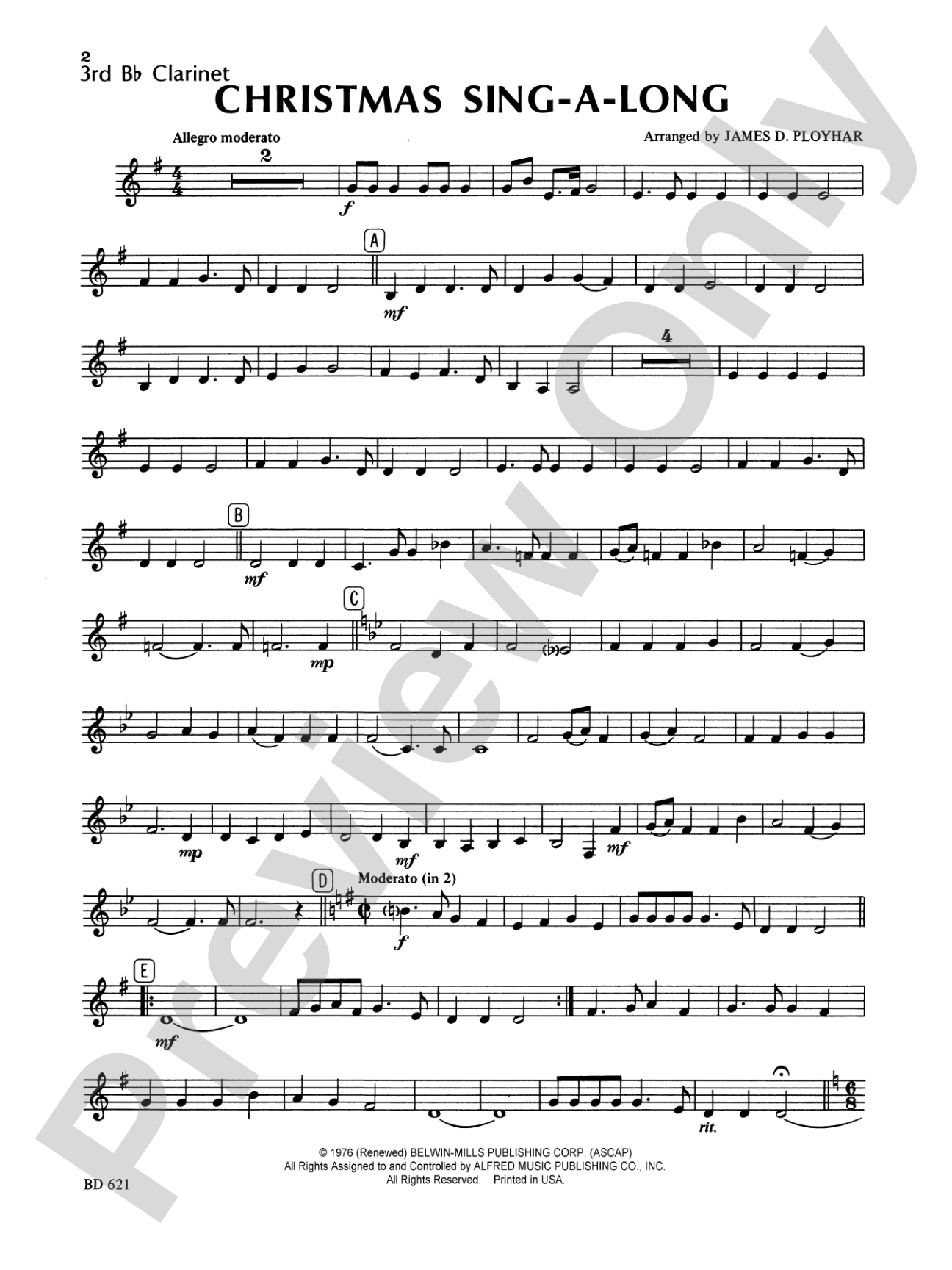 Christmas Sing-a-Long (for Band with Audience Participation): 3rd B-flat Clarinet