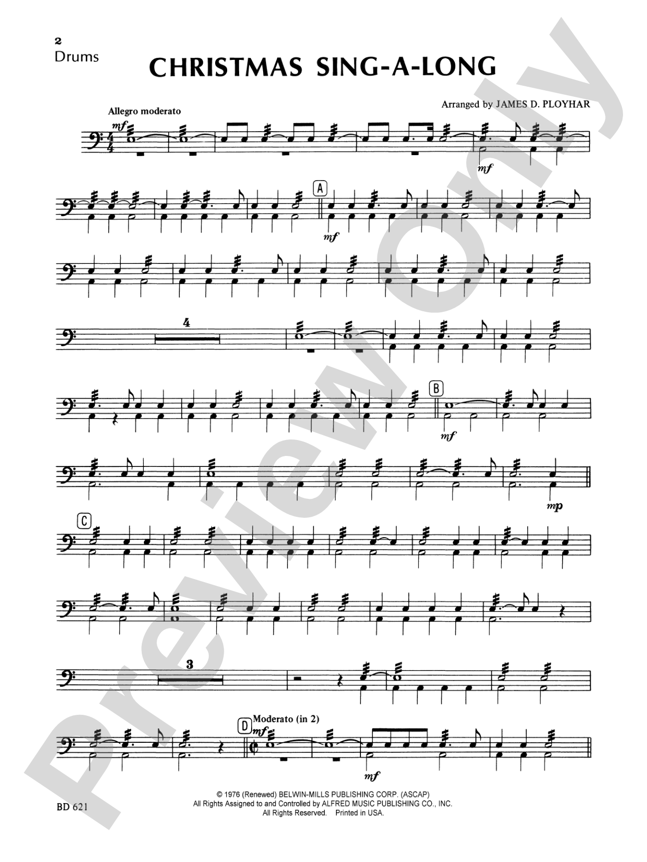 Christmas Sing-a-Long (for Band with Audience Participation): Drums