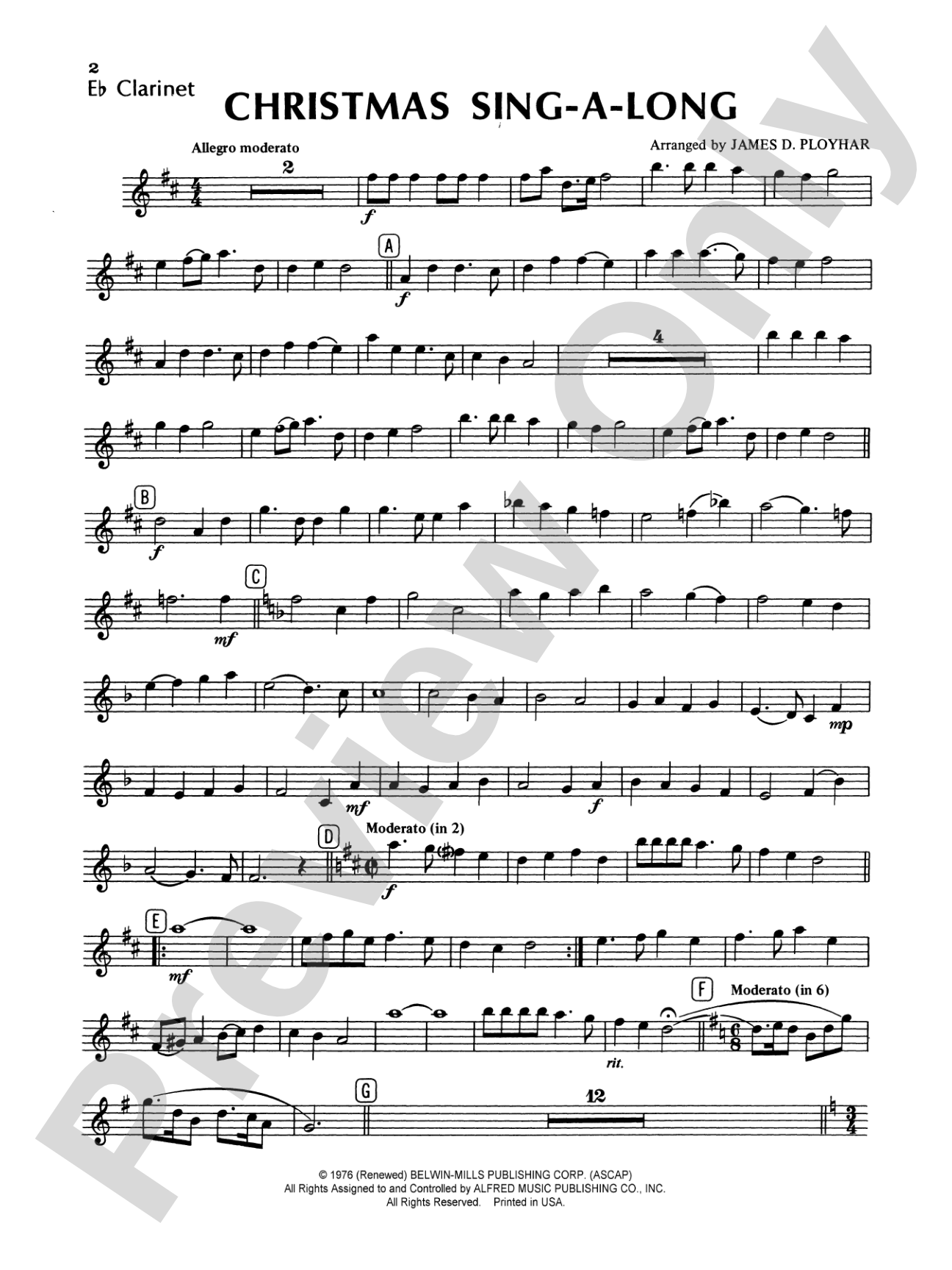 Christmas Sing-a-Long (for Band with Audience Participation): E-flat Soprano Clarinet