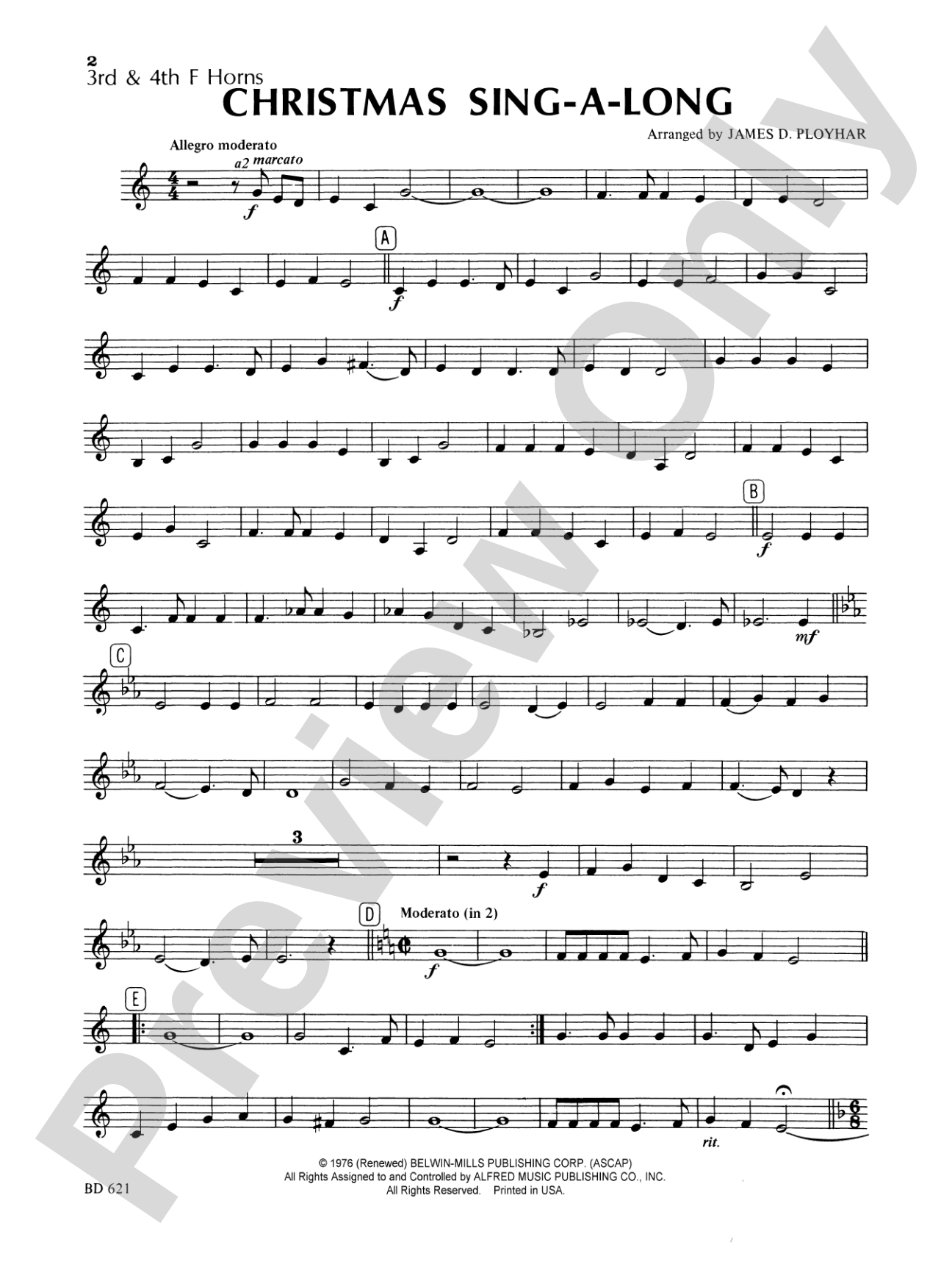 Christmas Sing-a-Long (for Band with Audience Participation): 3rd & 4th F Horns