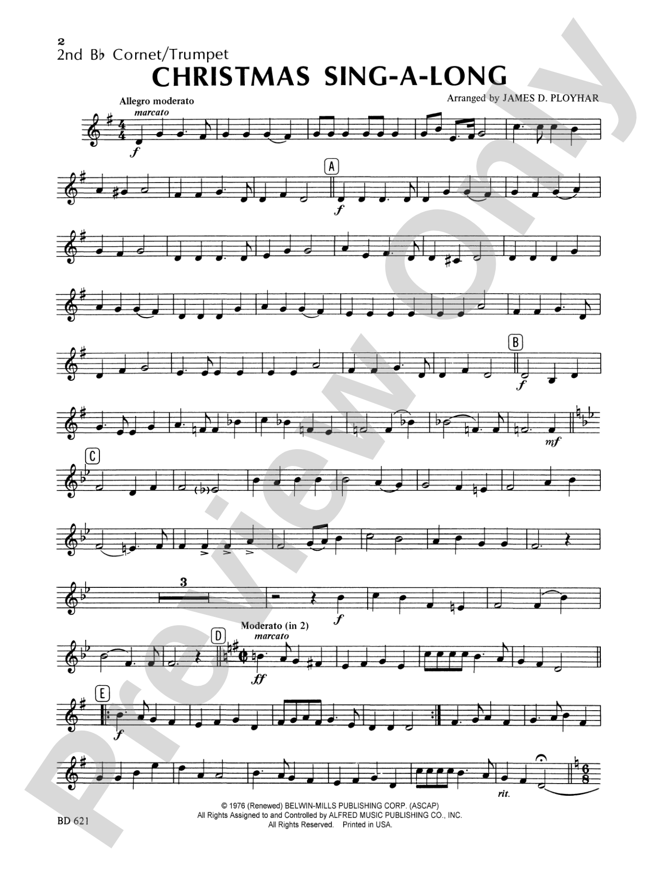 Christmas Sing-a-Long (for Band with Audience Participation): 2nd B-flat Trumpet