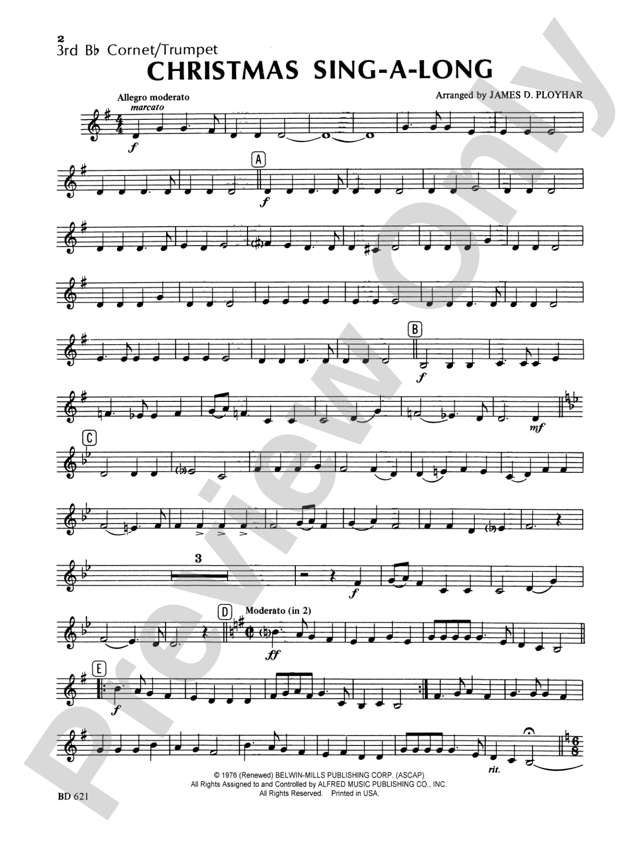 Christmas Sing-a-Long (for Band with Audience Participation): 3rd B-flat Trumpet