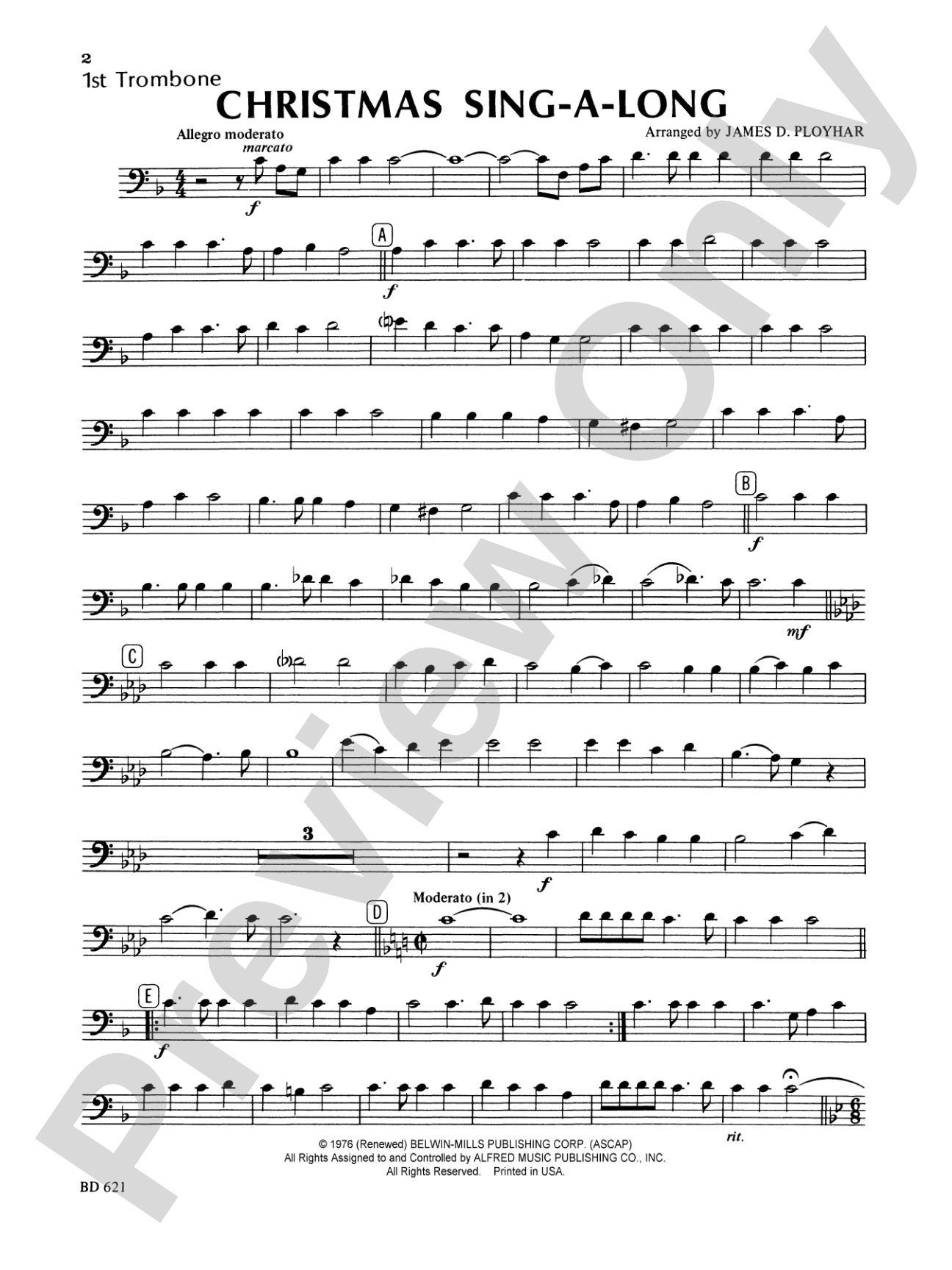 Christmas Sing-a-Long (for Band with Audience Participation): 1st Trombone