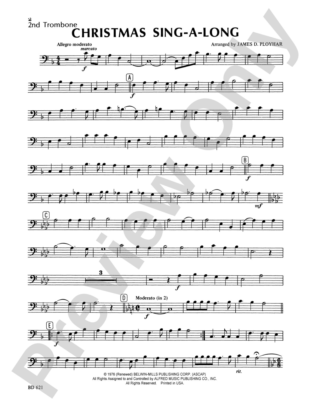 Christmas Sing-a-Long (for Band with Audience Participation): 2nd Trombone