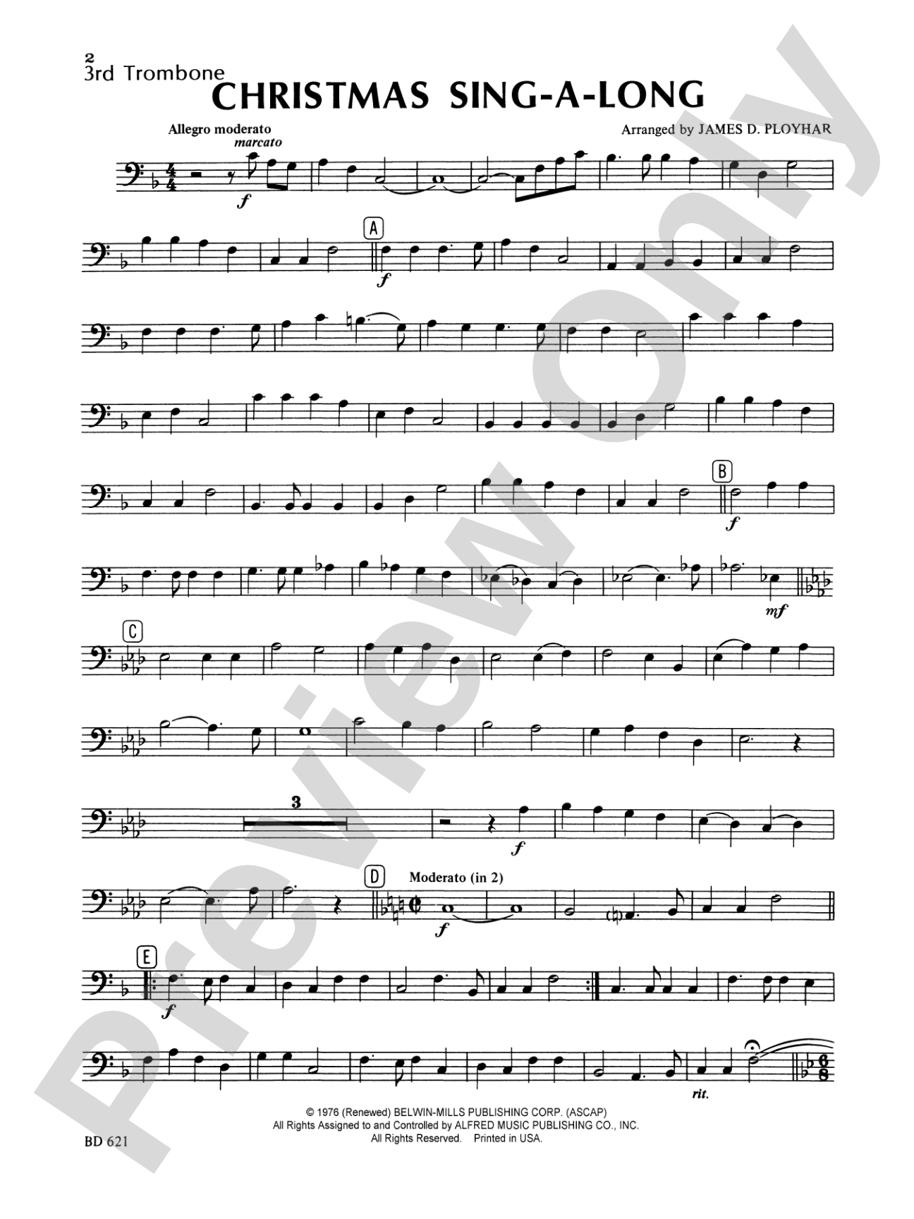 Christmas Sing-a-Long (for Band with Audience Participation): 3rd Trombone