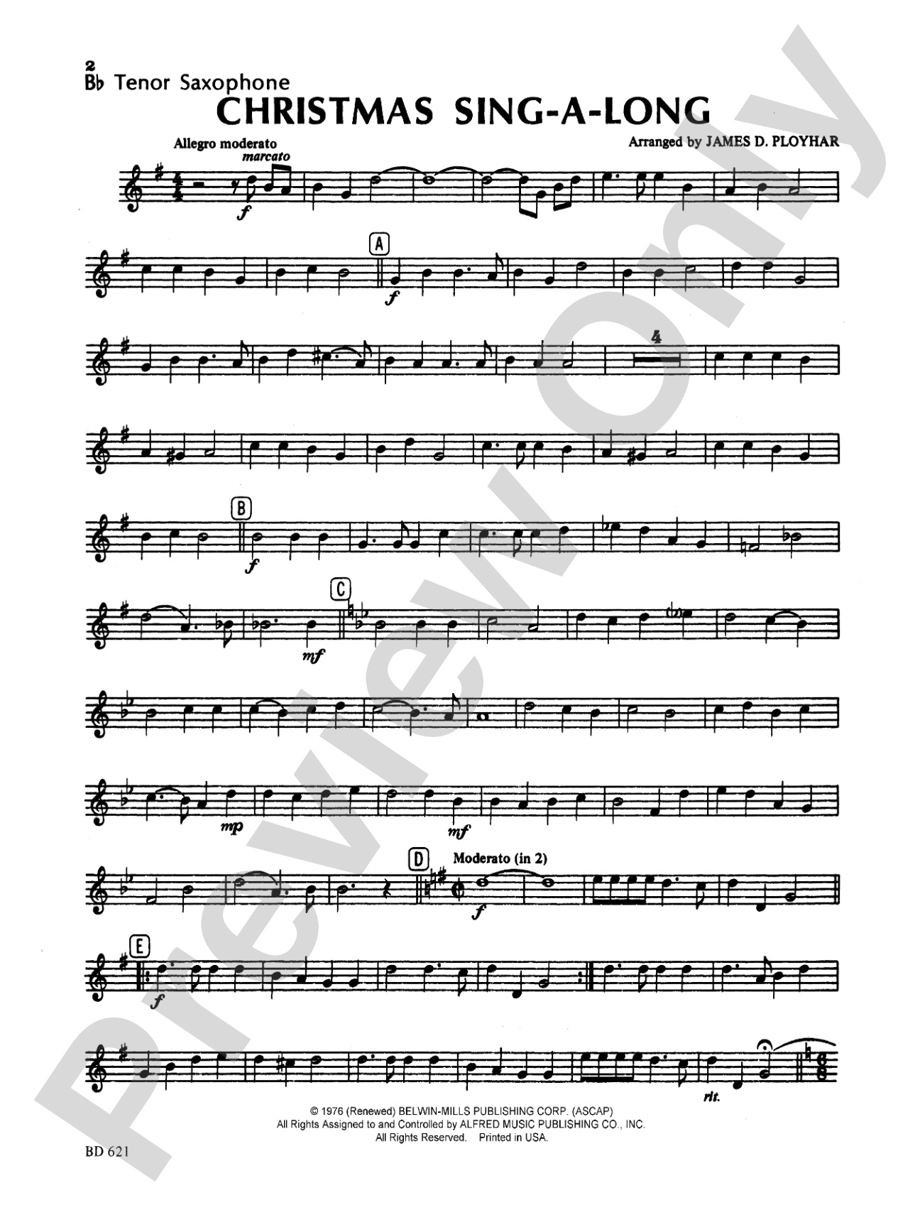 Christmas Sing-a-Long (for Band with Audience Participation): B-flat Tenor Saxophone